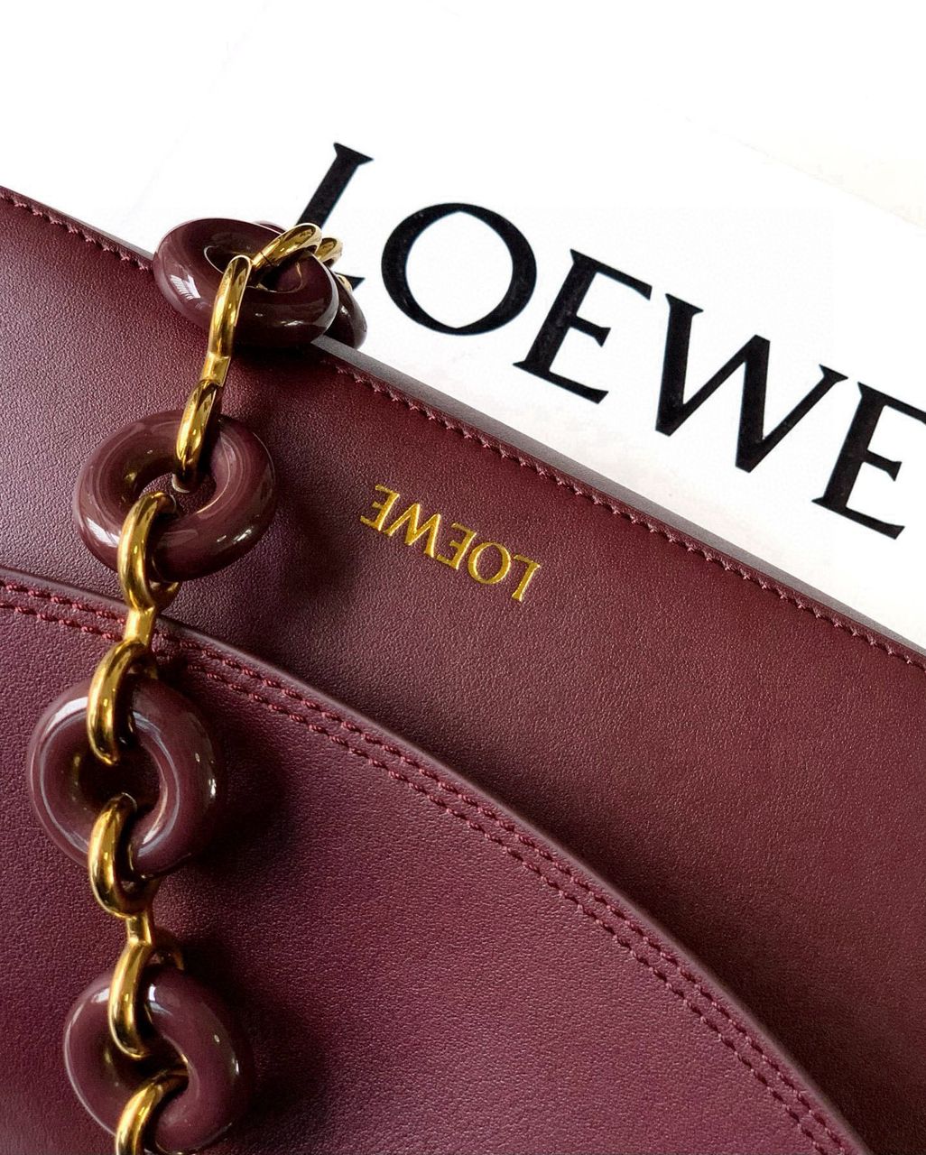 LOEWE Burgundy Medium Leather Ola Shoulder Bag