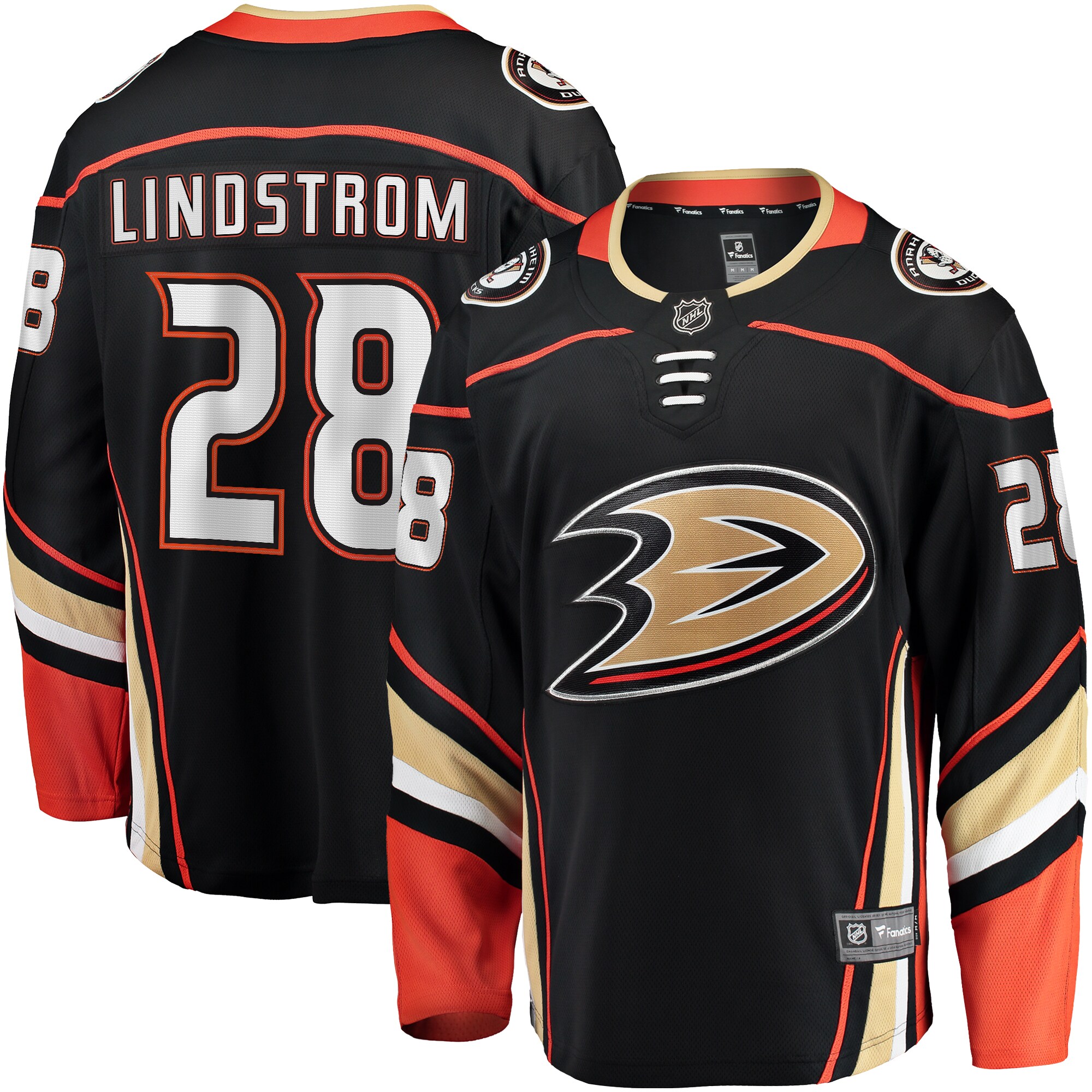 Gustav Lindstrom Anaheim Ducks Fanatics Home Premier Breakaway Player Jersey – Black