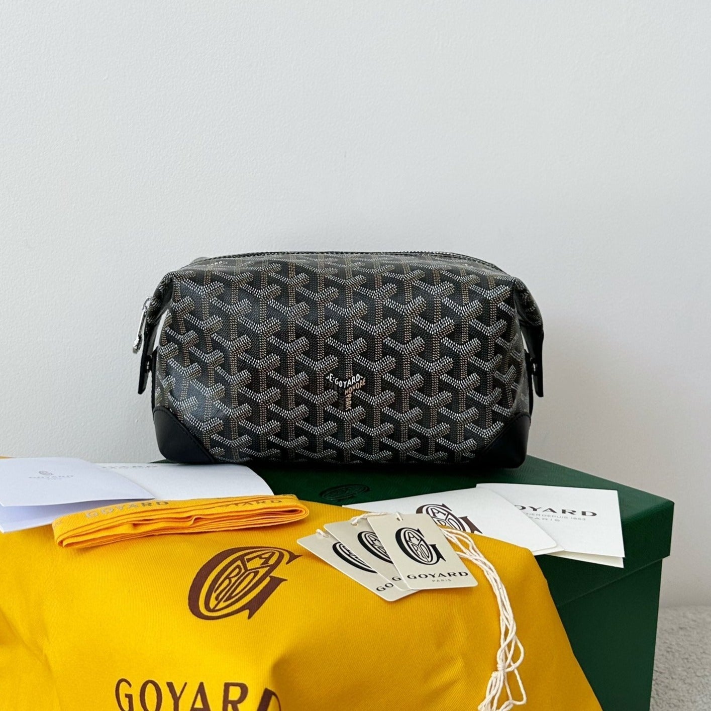 Goyard Goya Cosmetic Bag 24Cm Black Canvas