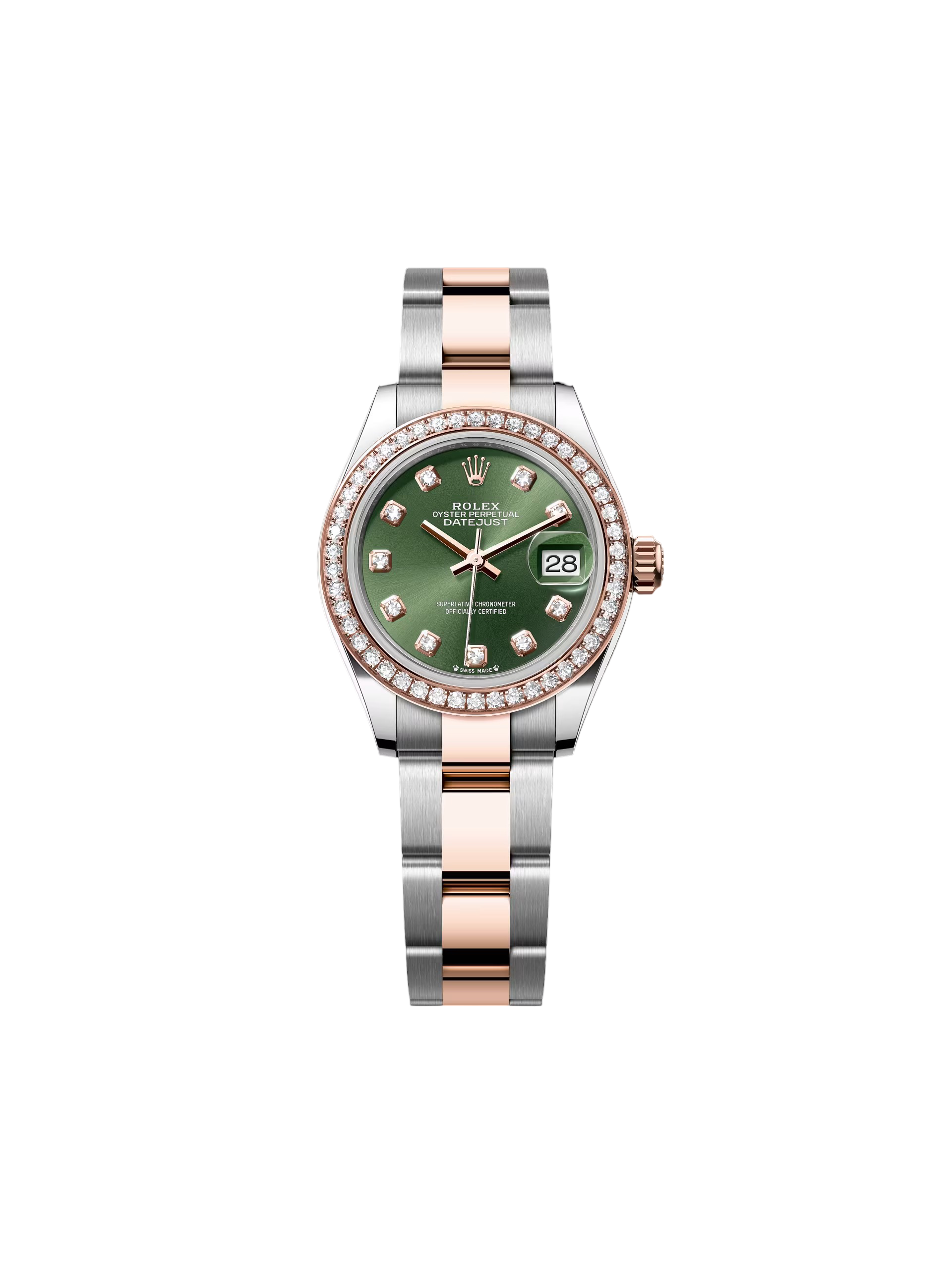 Rolex Lady-Datejust 28mm 279381RBR Green Diamond Dial Oyster Bracelet