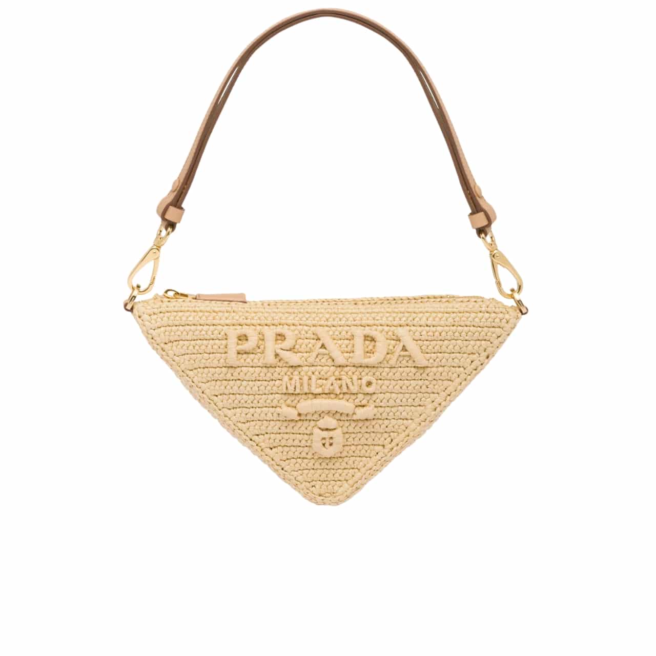 Prada Crochet And Leather Mini Bag Natural 18Cm