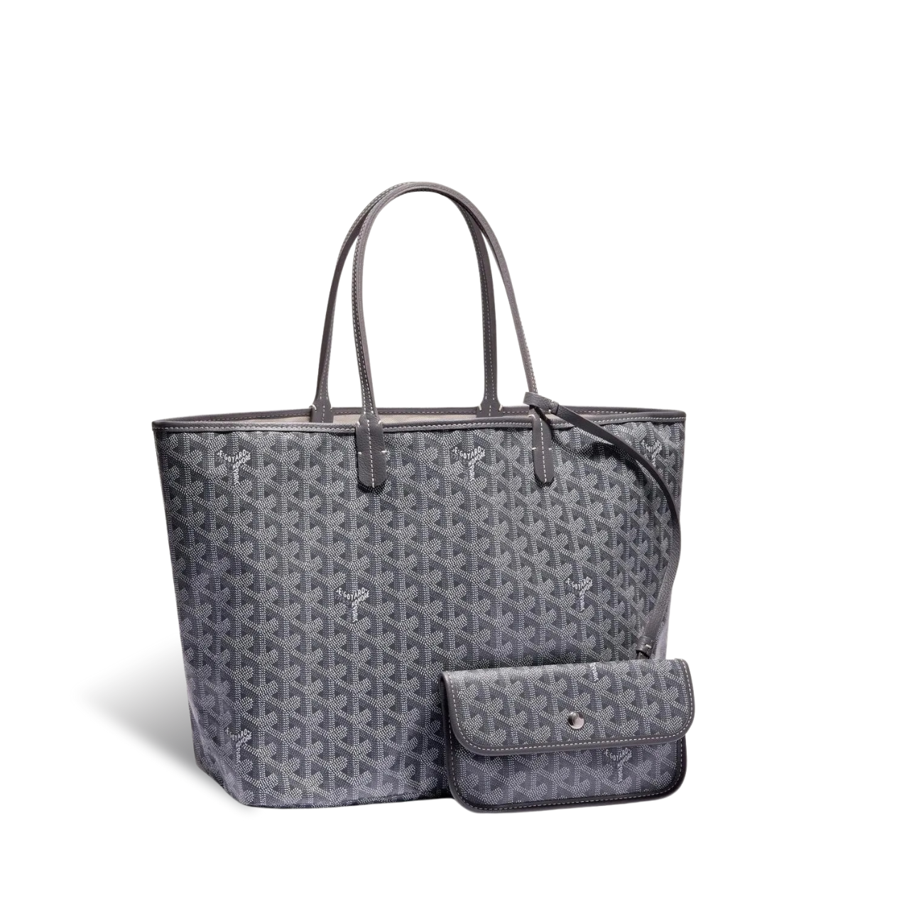 Goyard Saint Louis Pm 34Cm Grey Canvas Chevroches Calfskin