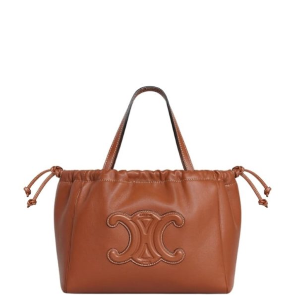 CELINE SMALL CABAS DRAWSTRING CUIR TRIOMPHE IN SMOOTH CALFSKIN BROWN 24CM