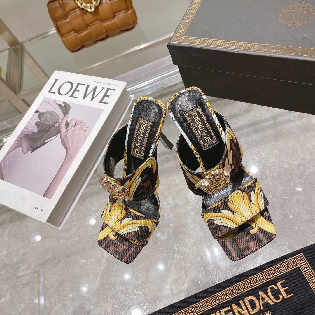 Fendace Gold Baroque Mules Ss2022 Brown 1005157-1A035585X00V