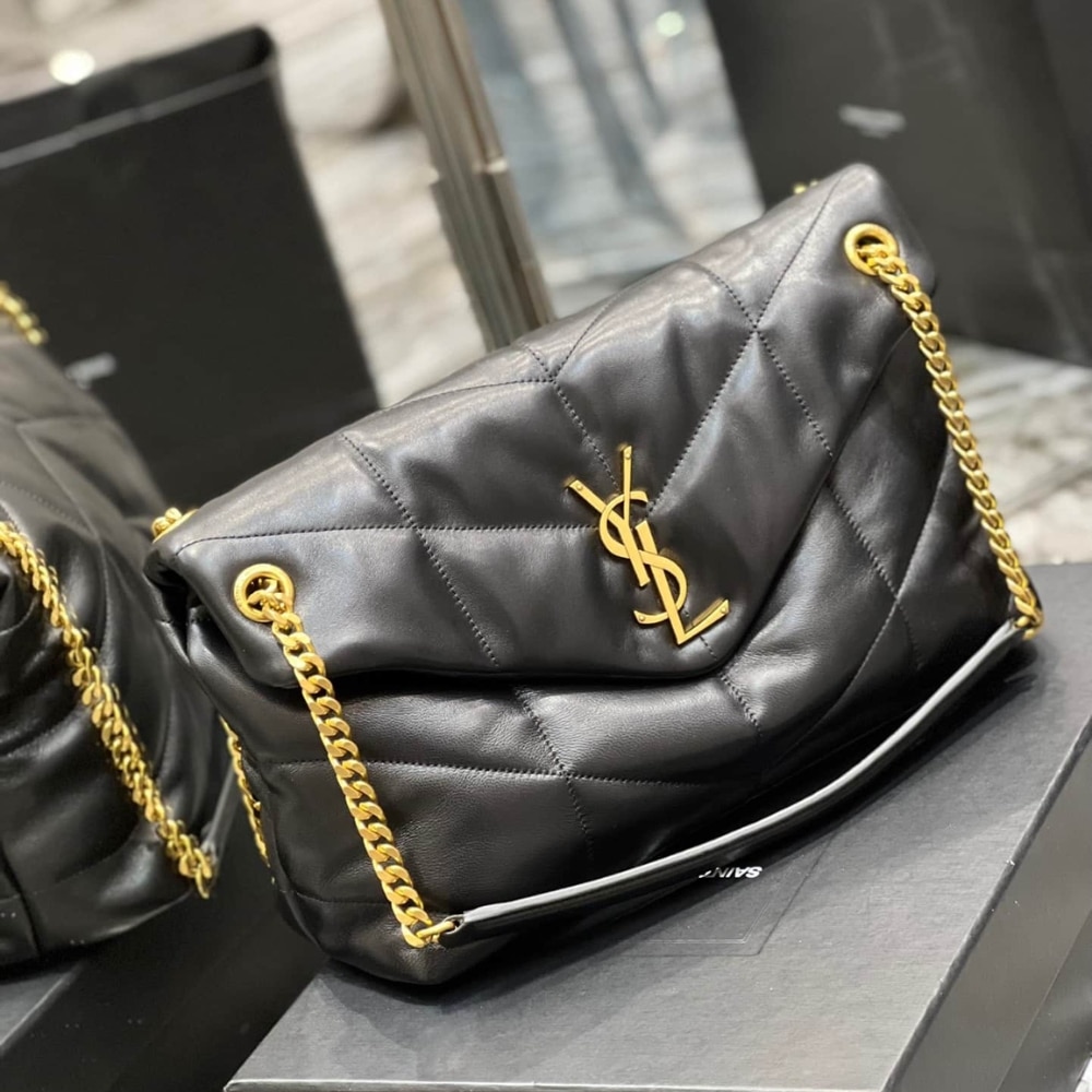 Saint Laurent Puffer Medium In Leather Gold Hardware Black 35cm 5774751EL071000