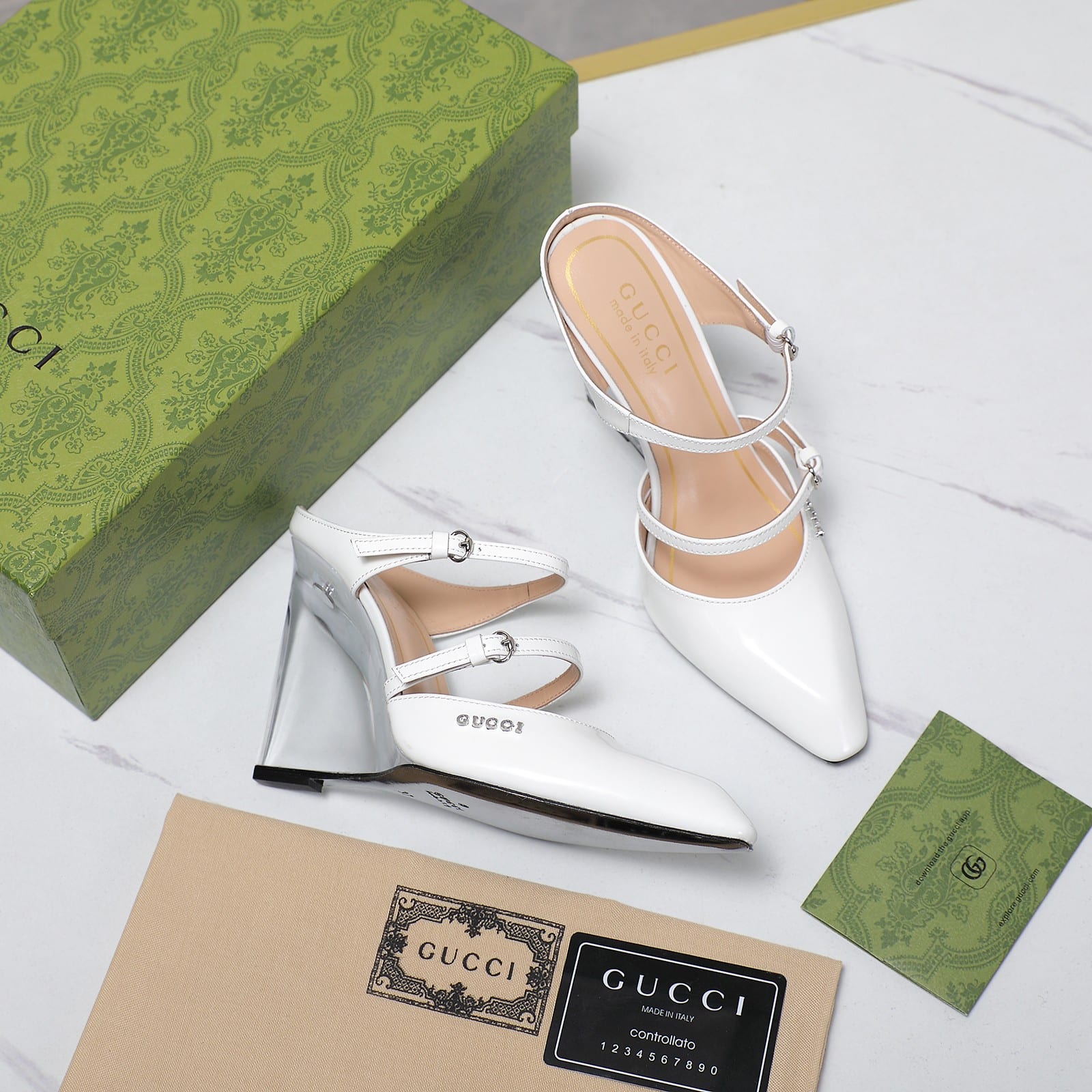 Gucci Women’s Wedge Mule White 827856 Clg00 9014