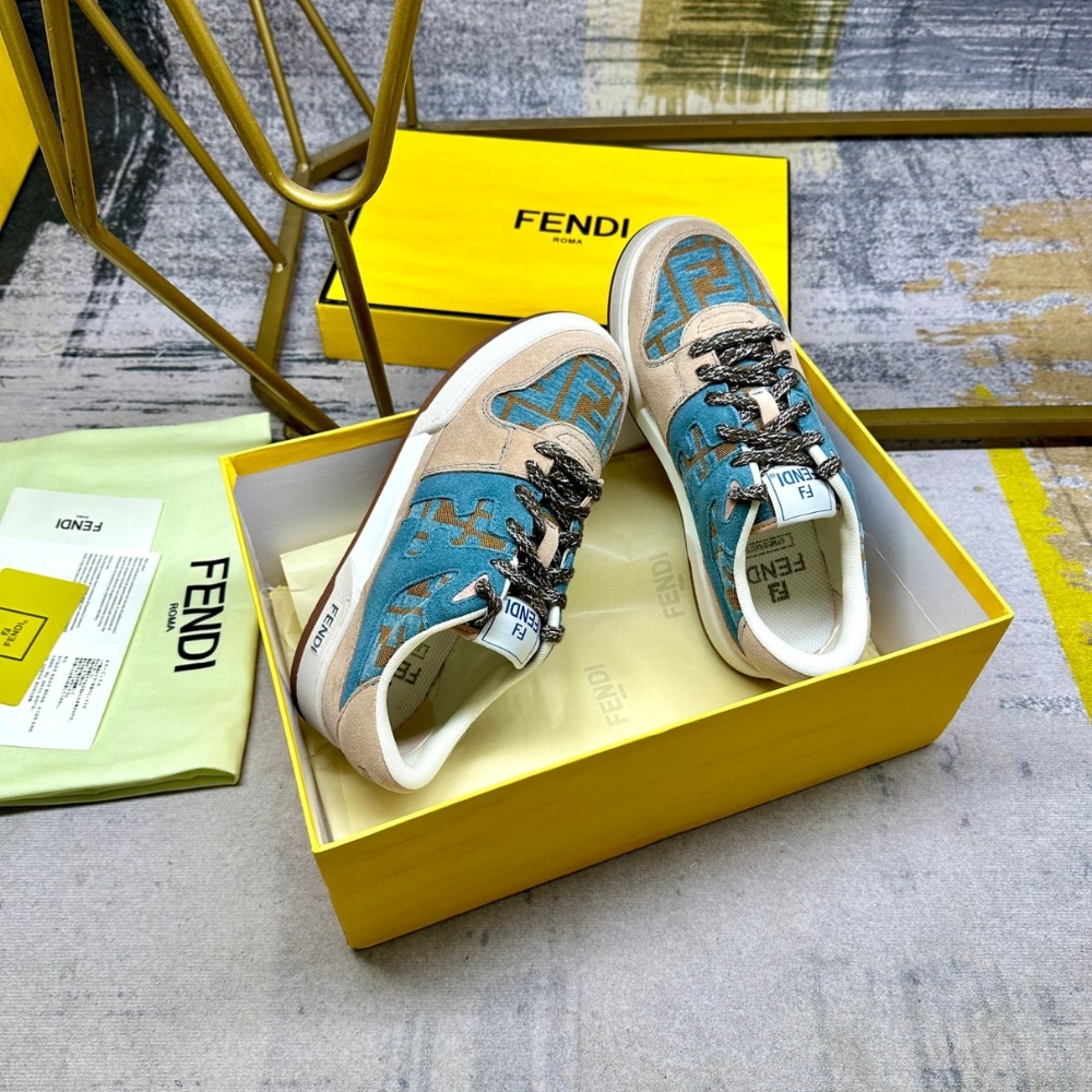 Fendi Match Sneakers Beige And Blue