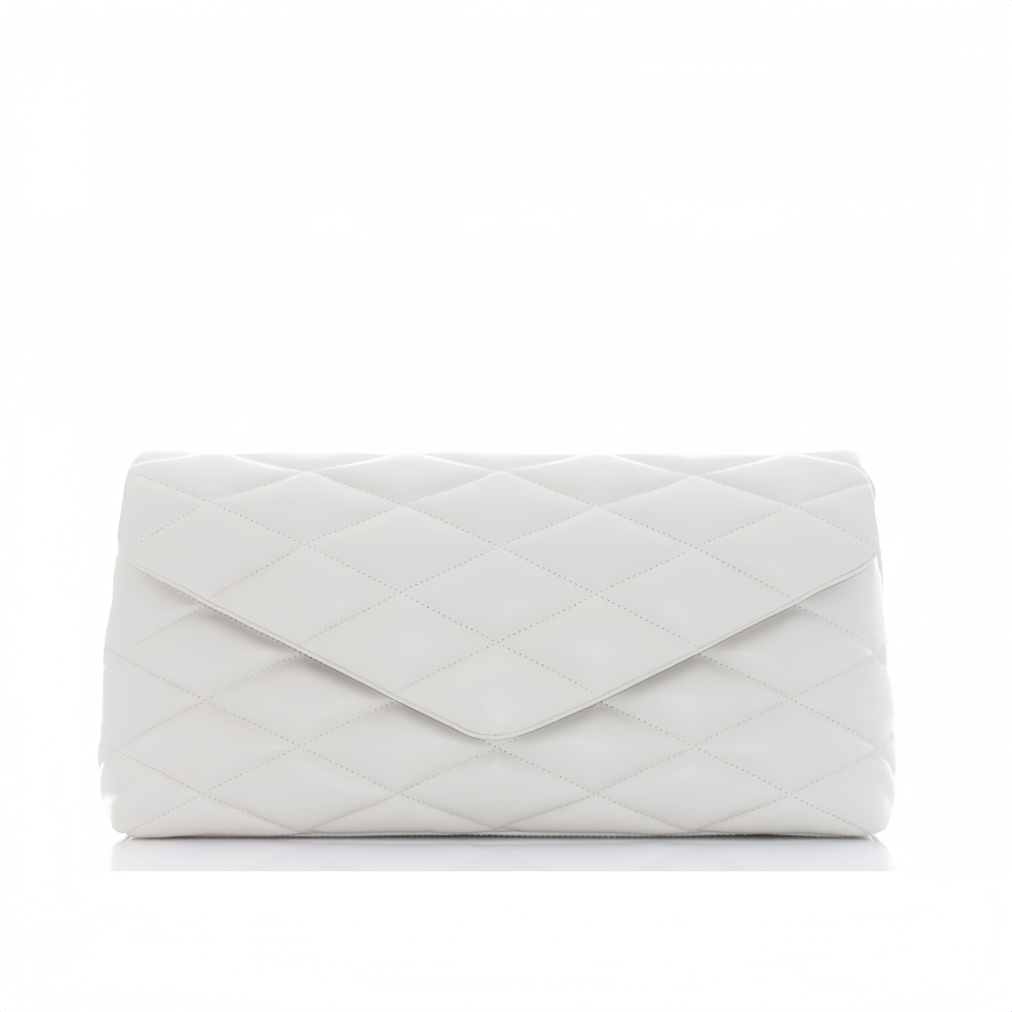 Saint Laurent Sade Puffy Leather Envelope Clutch Bag White