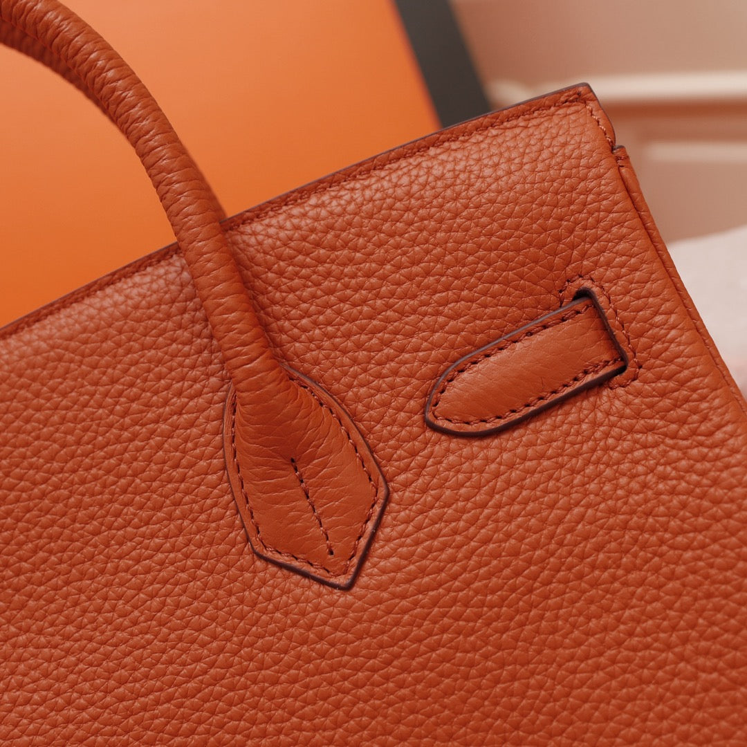 Hermes Birkin Bag 35 Fire Togo Gold Hardware