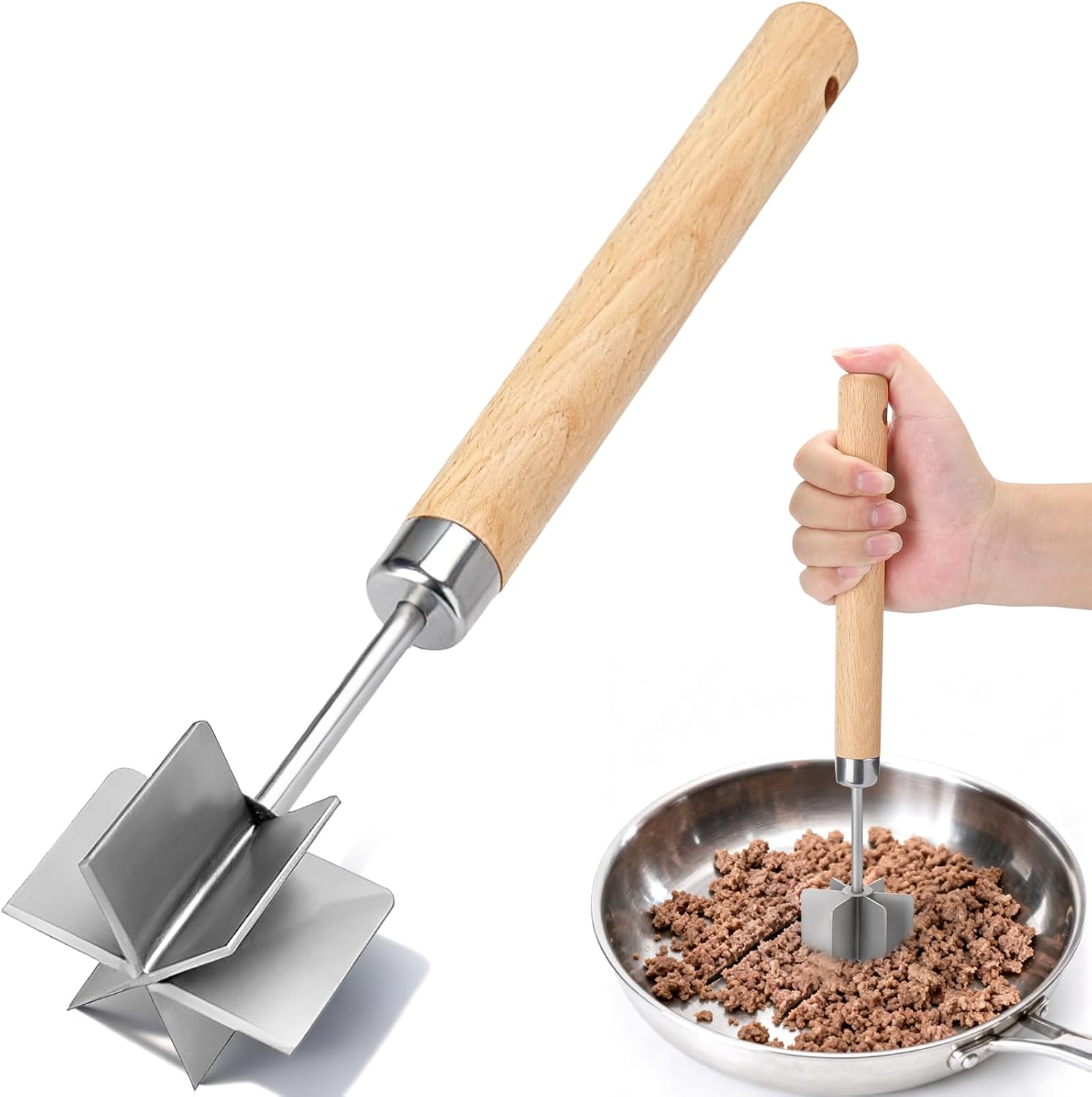 Ground Beef Chopper Tool & Hamburger Smasher - Meat Pounder & Multi-Purpose Kitchen Tool