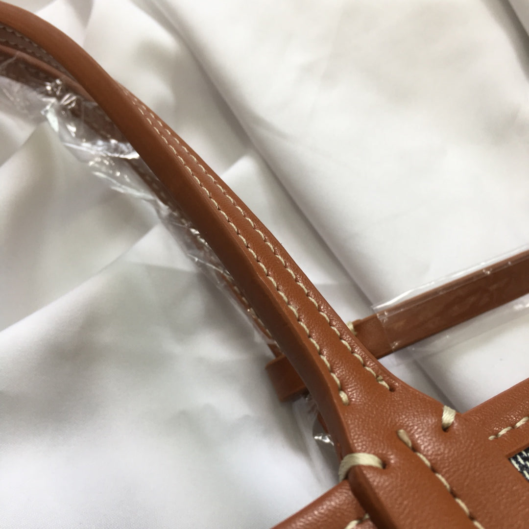 Goyard Anjou Mini Bag 20cm Black And Tan Canvas