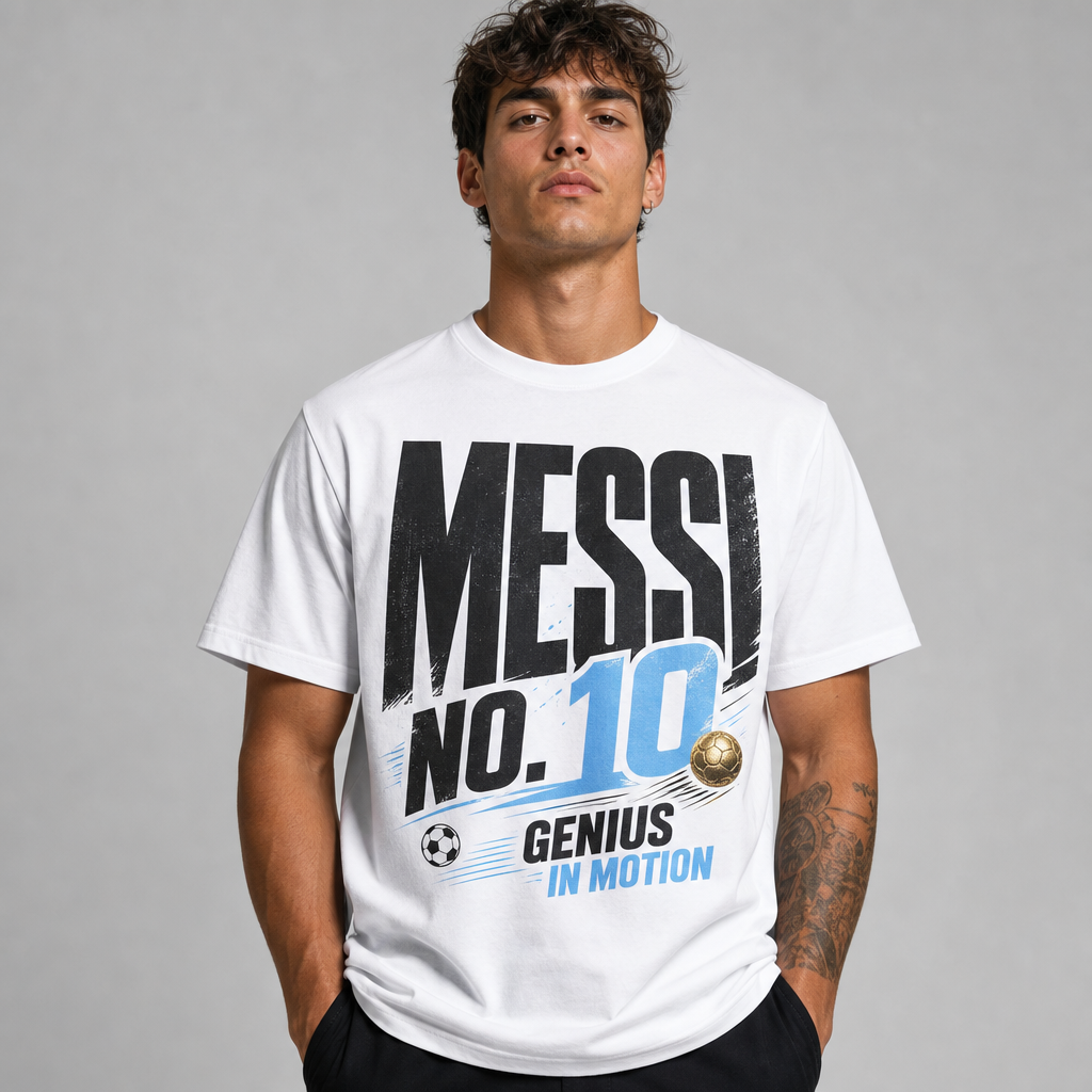 Messi World Cup Printed T-Shirt Unisex Loose Fit T-Shirt 100% Cotton Soft Comfortable Summer Casual Printed Top