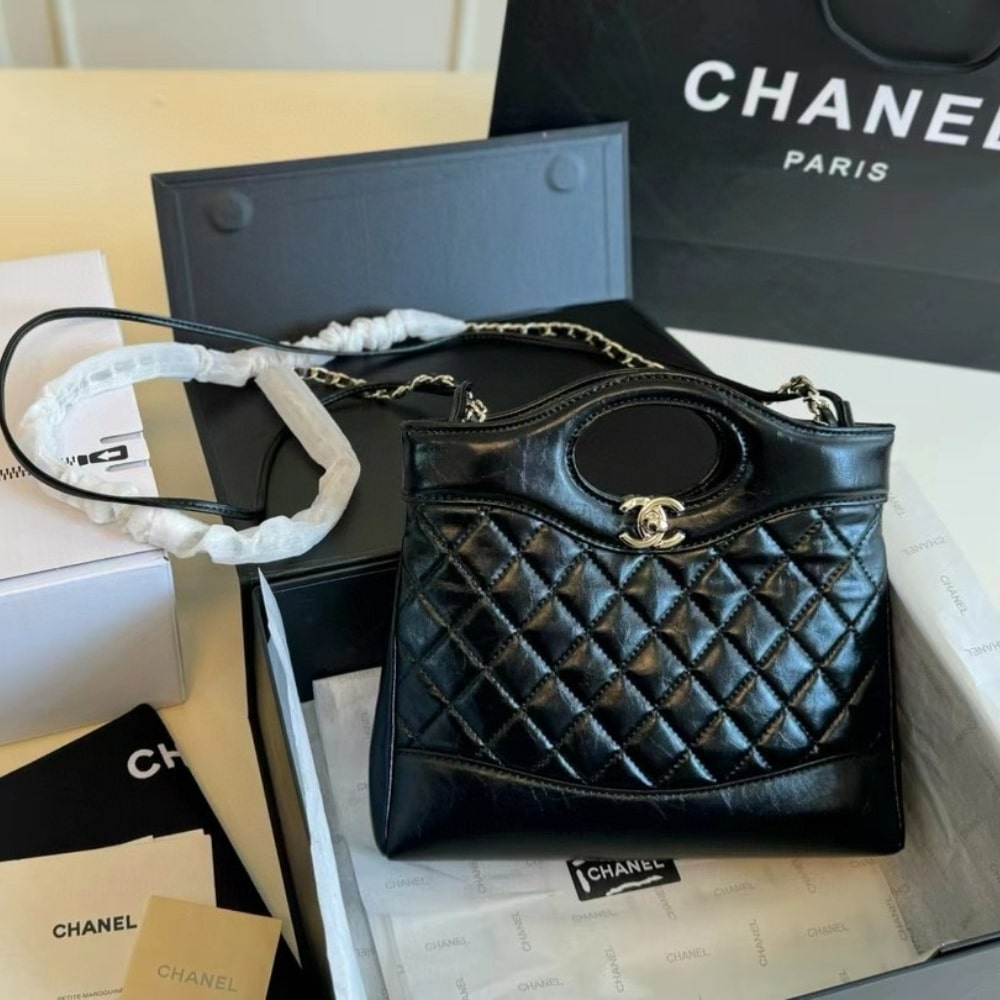 Chanel 31 Bag Leather Black 24Cm