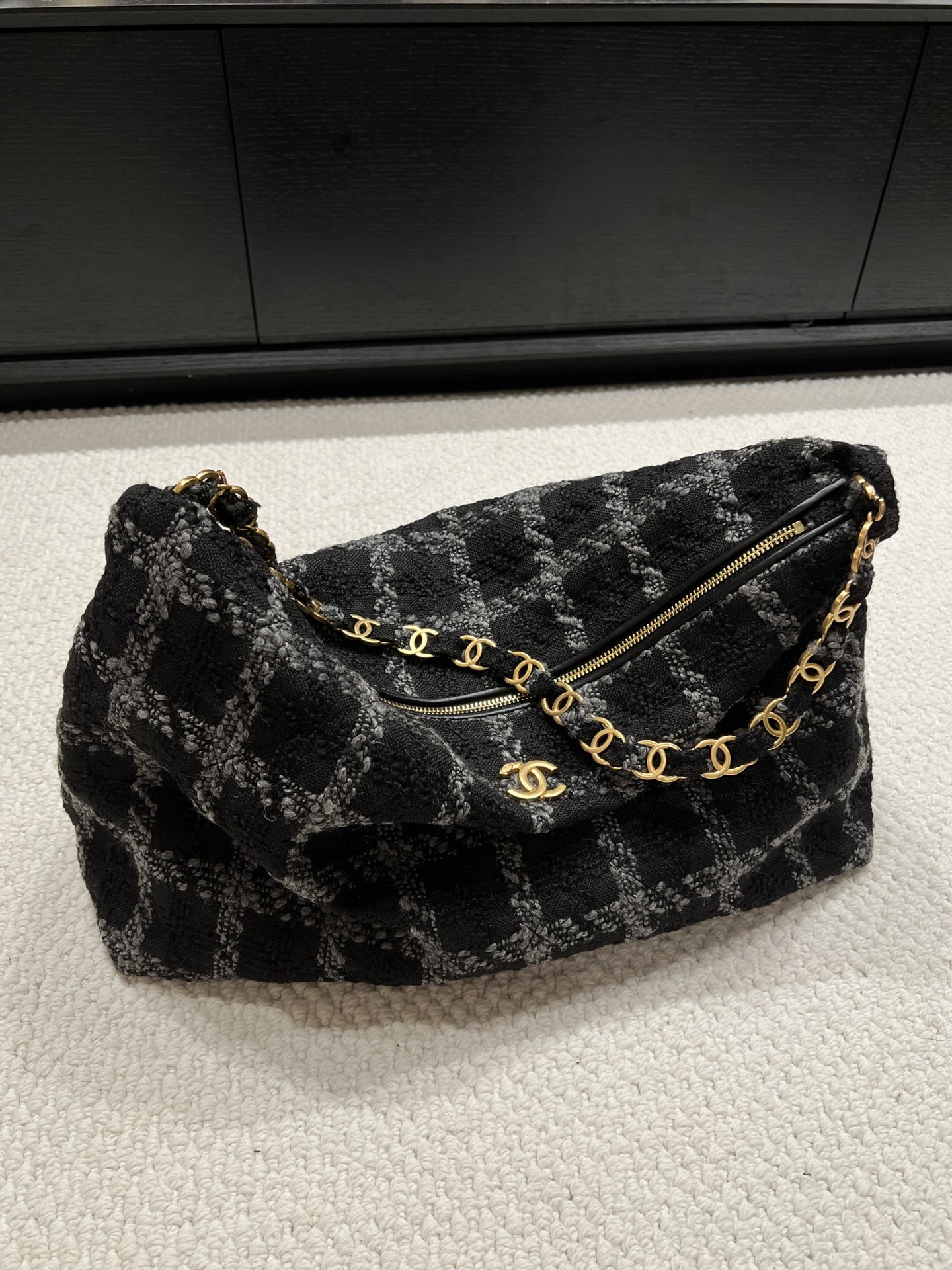 Chanel 22K Wool Maxi Hobo Bag