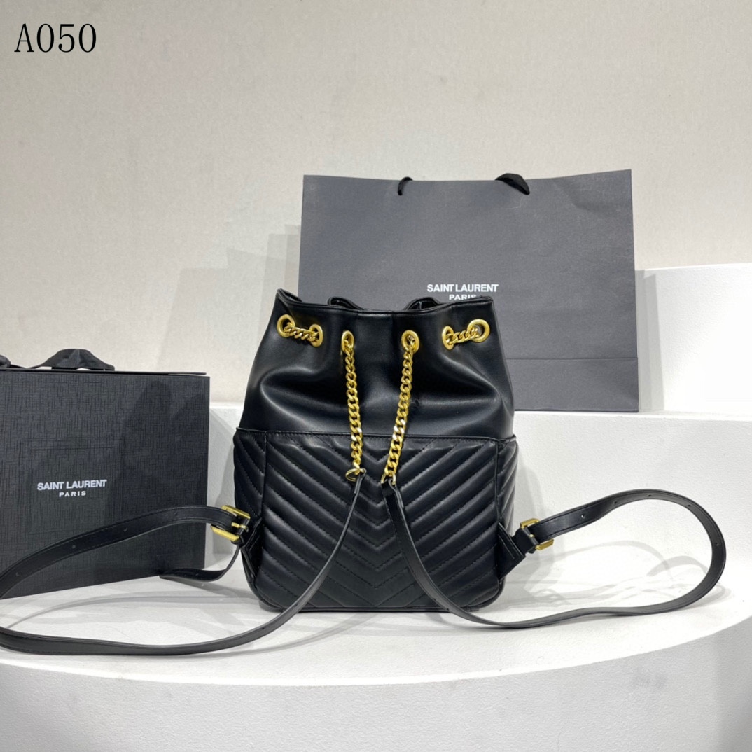 Saint Laurent Joe Backpack In Black Gold 29Cm