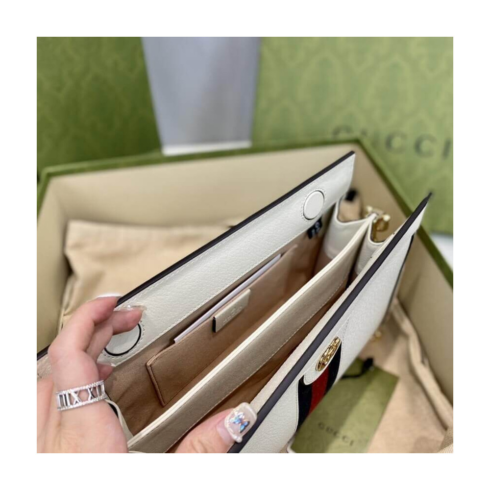 Gucci Ophidia Small Shoulder Bag in White Leather