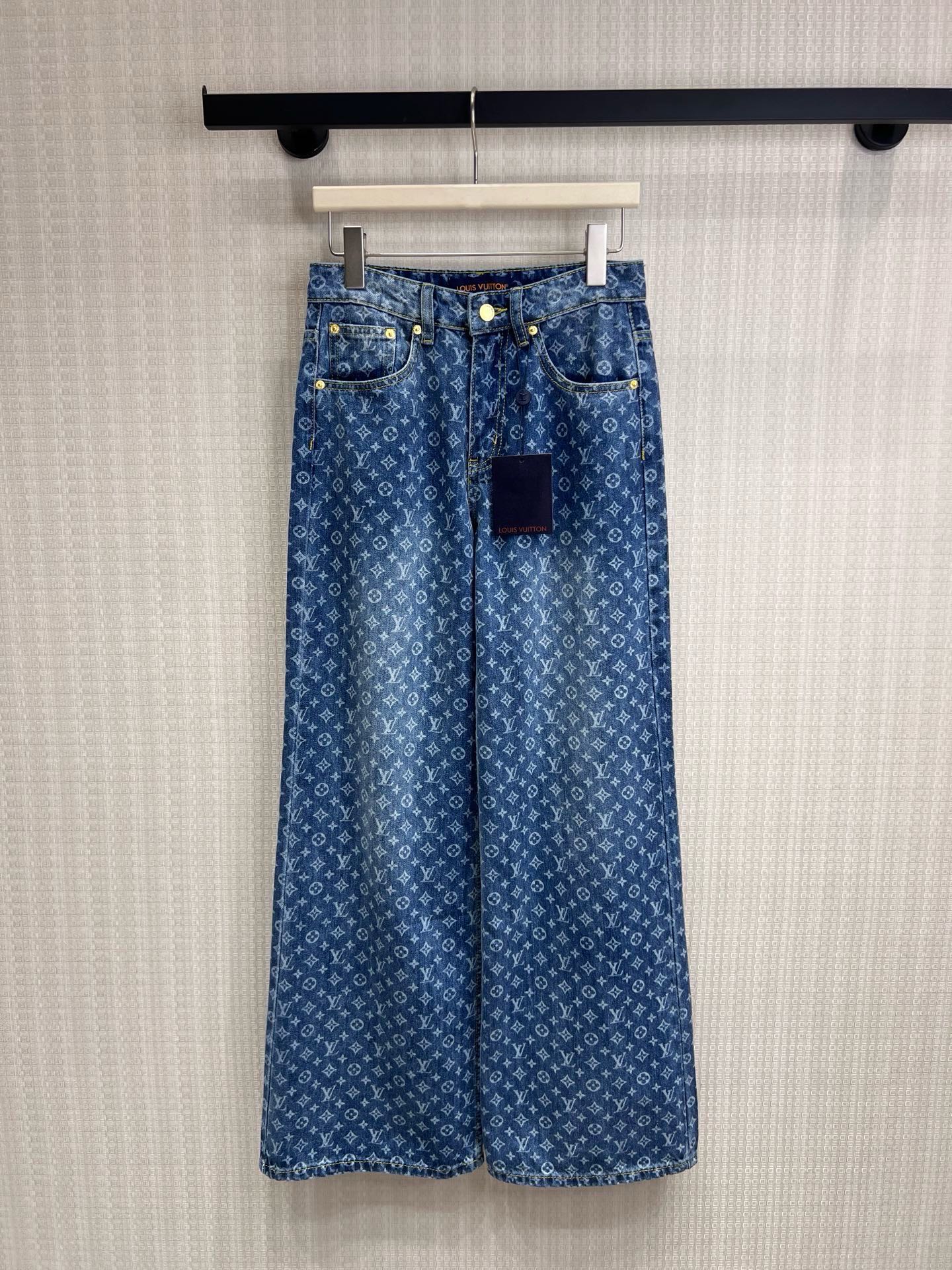 LOUIS VUITTON Monogram Wide-Leg Jeans