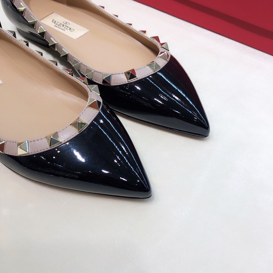 Valentino Patent Rockstud Ballet Flat Black Zw2S0403Vnwn91