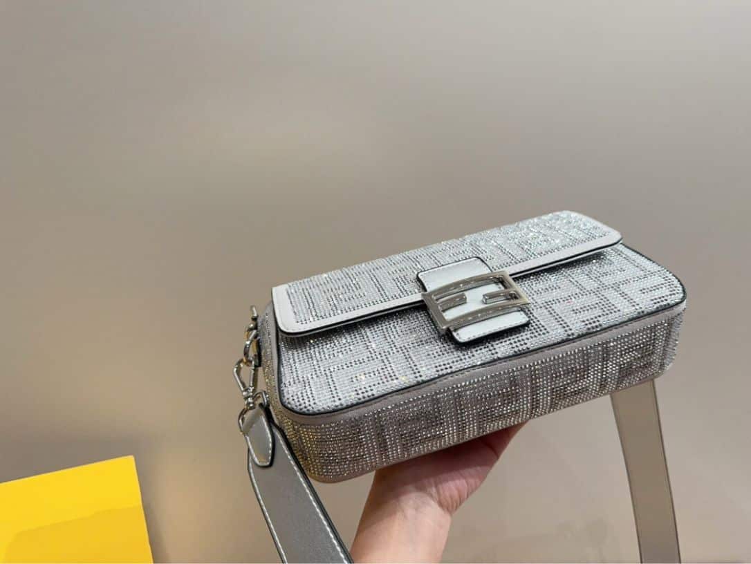 Fendi Baguette Silver Crystal Trim 25Cm