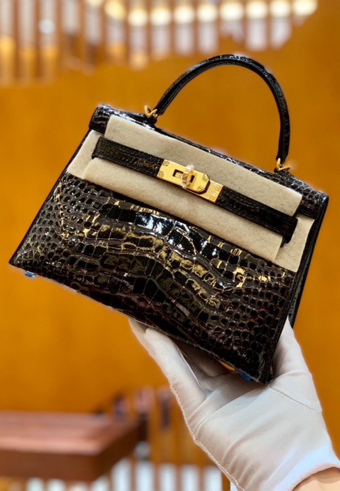 Kelly Mini 19 crocodile skin