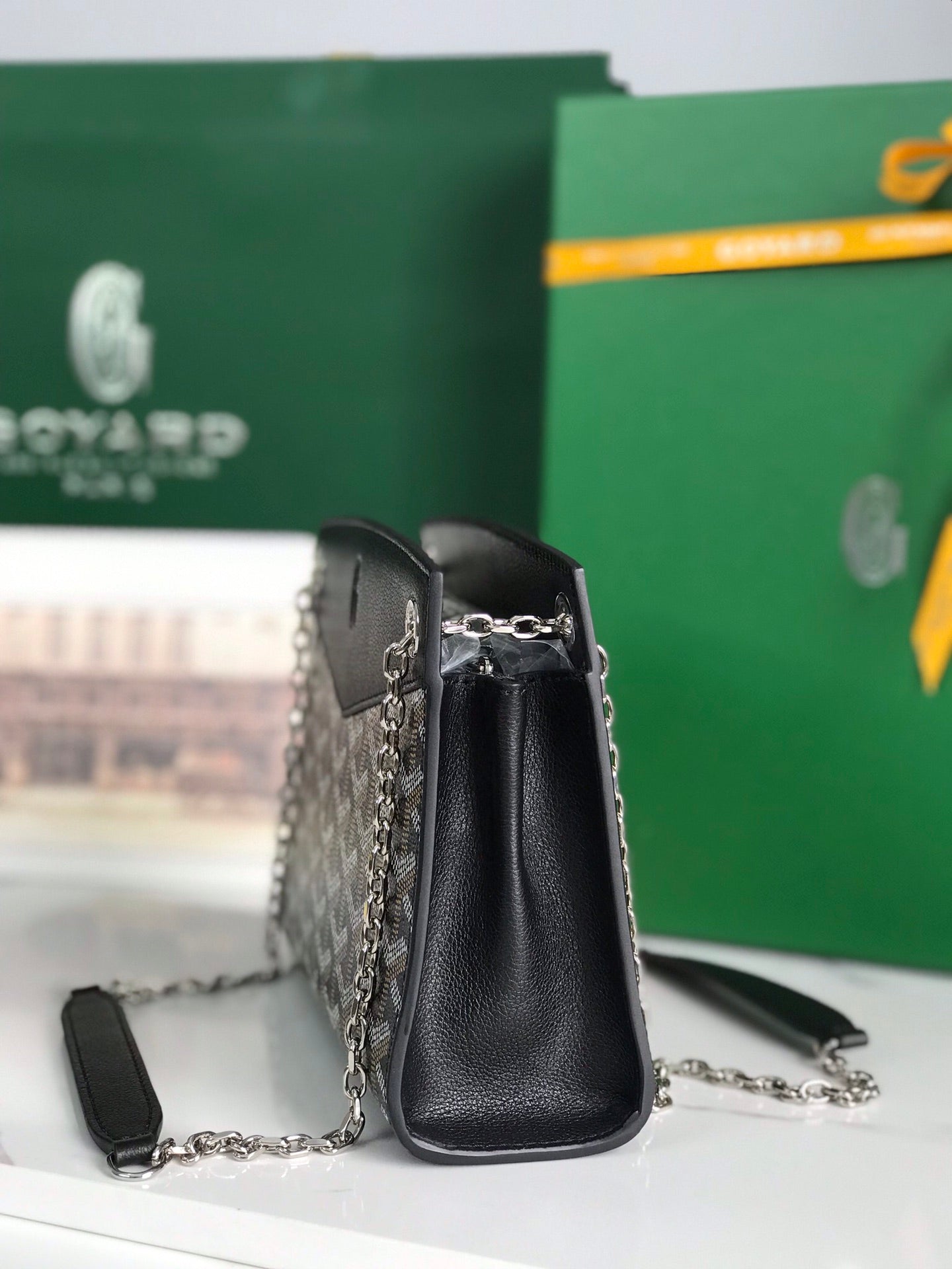 Goyard Rouette Structuré Mini Bag 21 Cm Black Goyardine Canvas And Calfskin