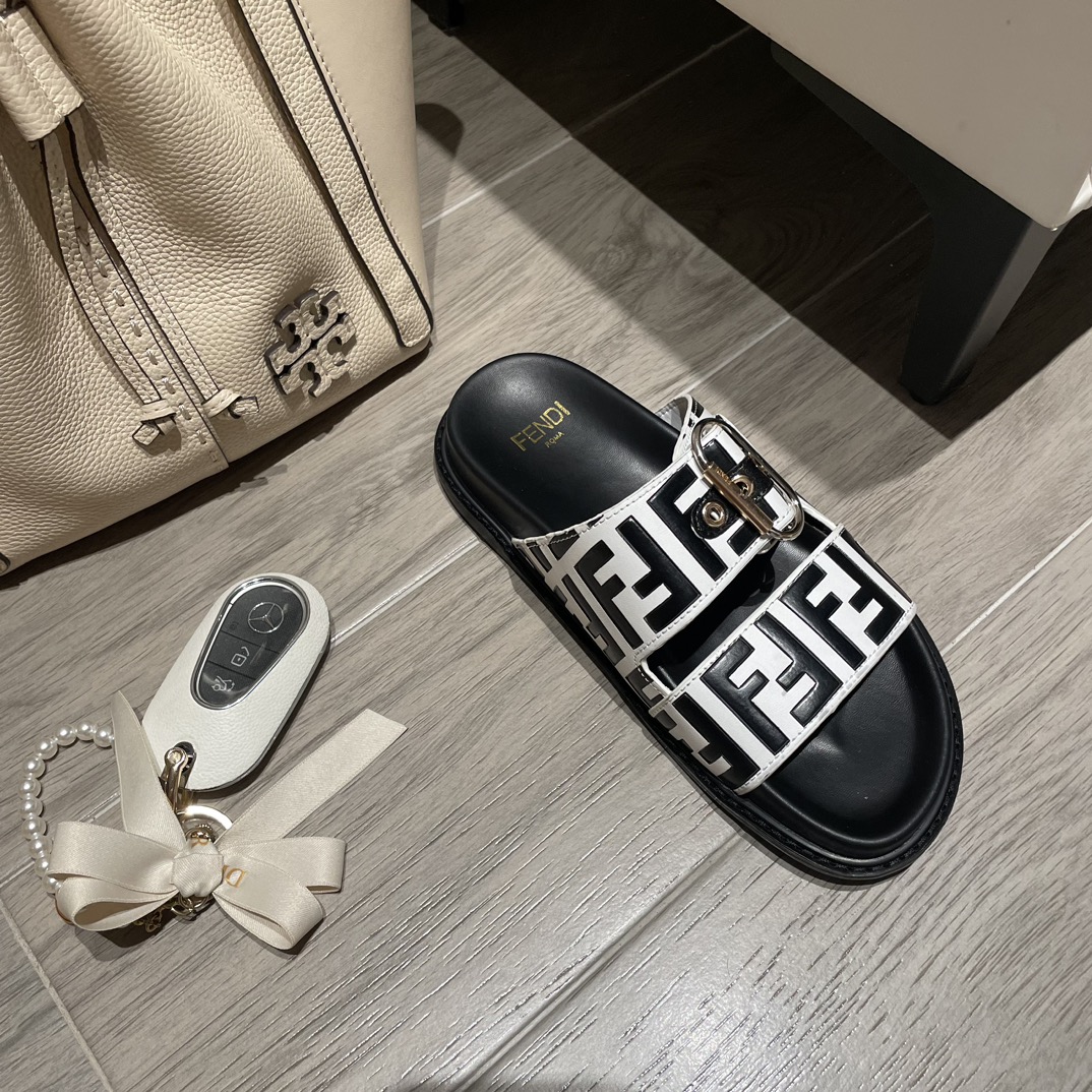 Fendi Ff Double Band Slide Black