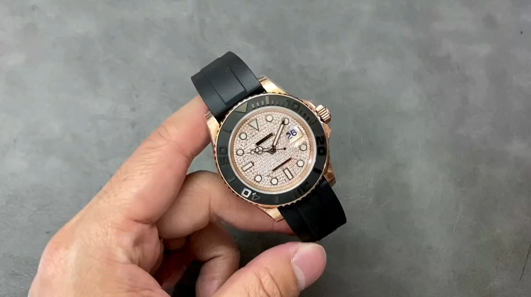 【Super Clone】Rolex Yacht-Master II 126655 Diamond Pave Dial Rose Gold 40mm Mens Replica Watch