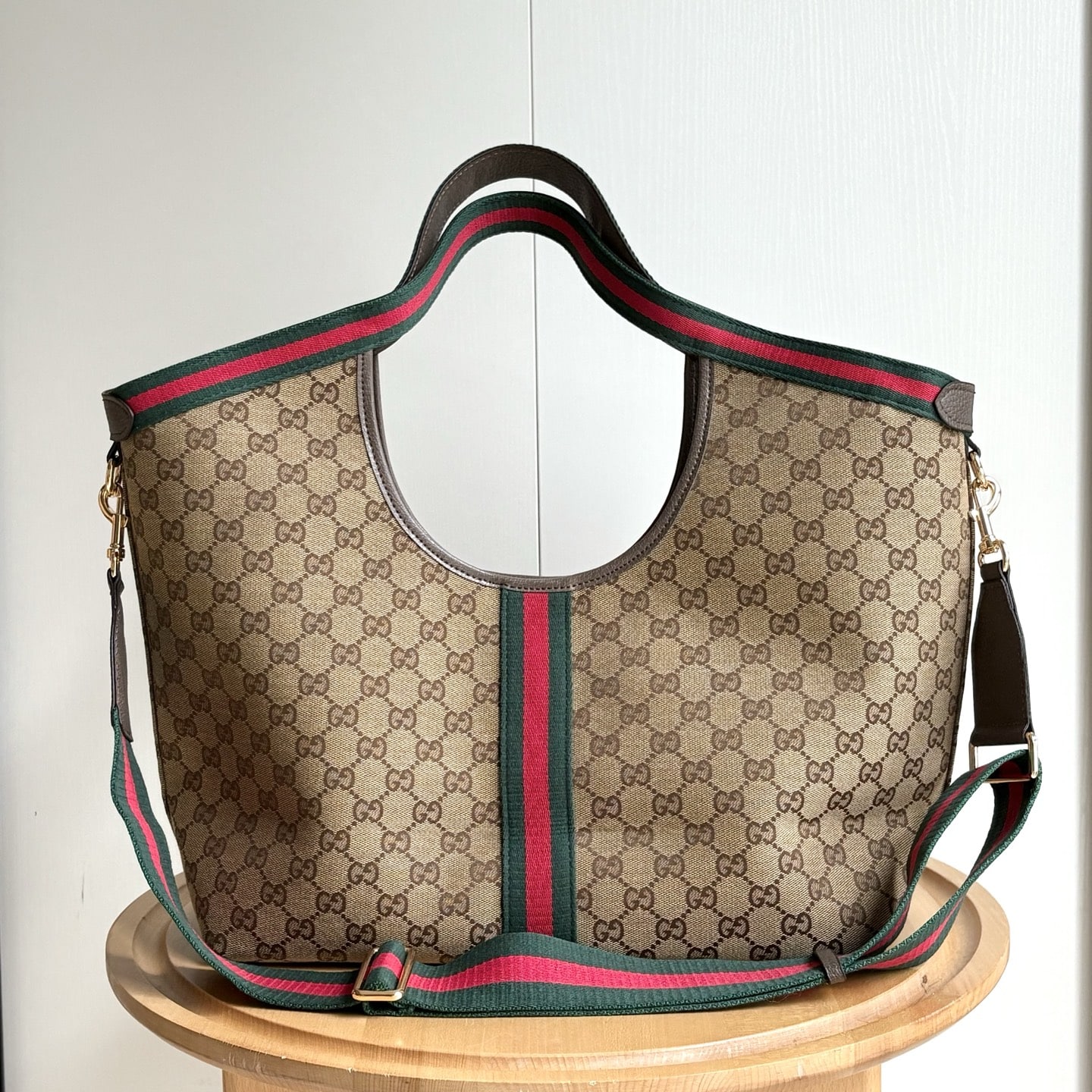Gucci Giglio Large Tote Bag Beige And Dark Brown GG Canvas 60Cm 853971 FAFFP 2547