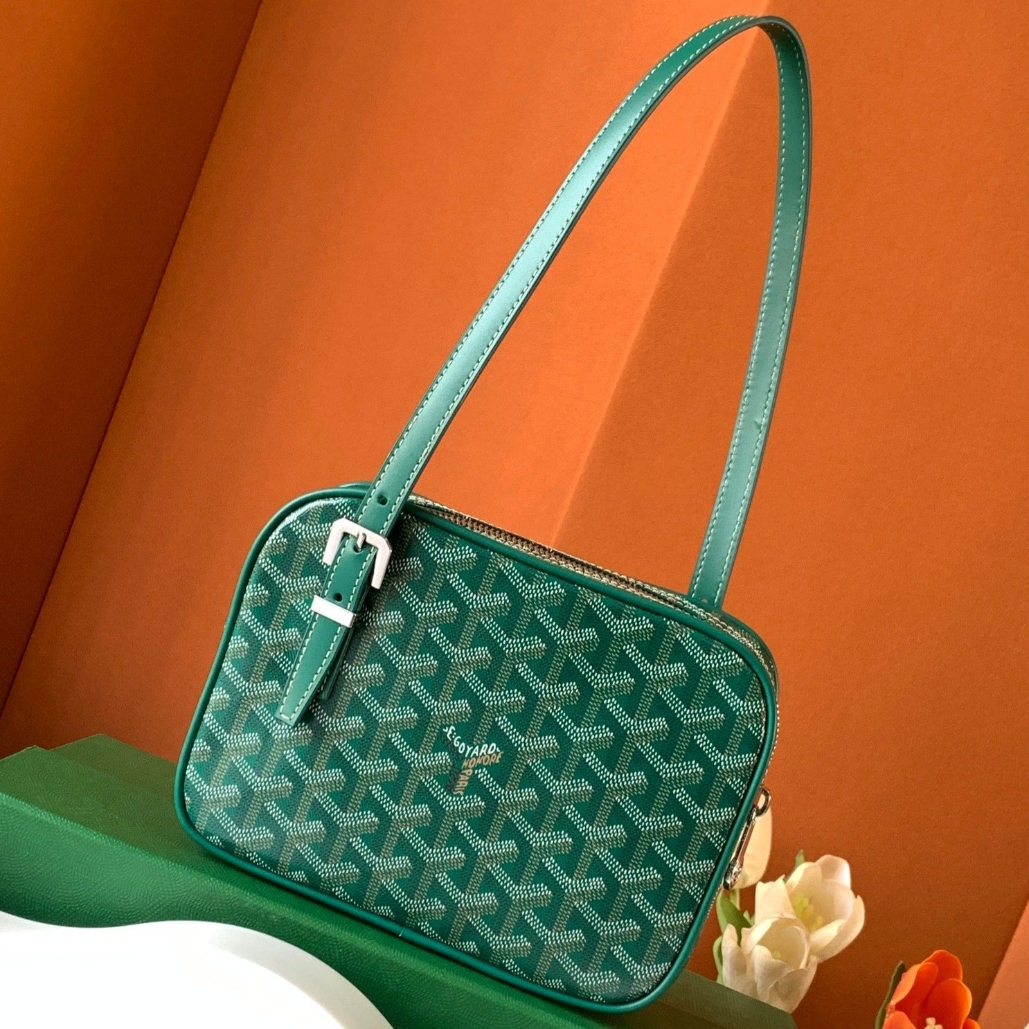 Goyard Yona Bag Coated MM 21Cm Green Canvas