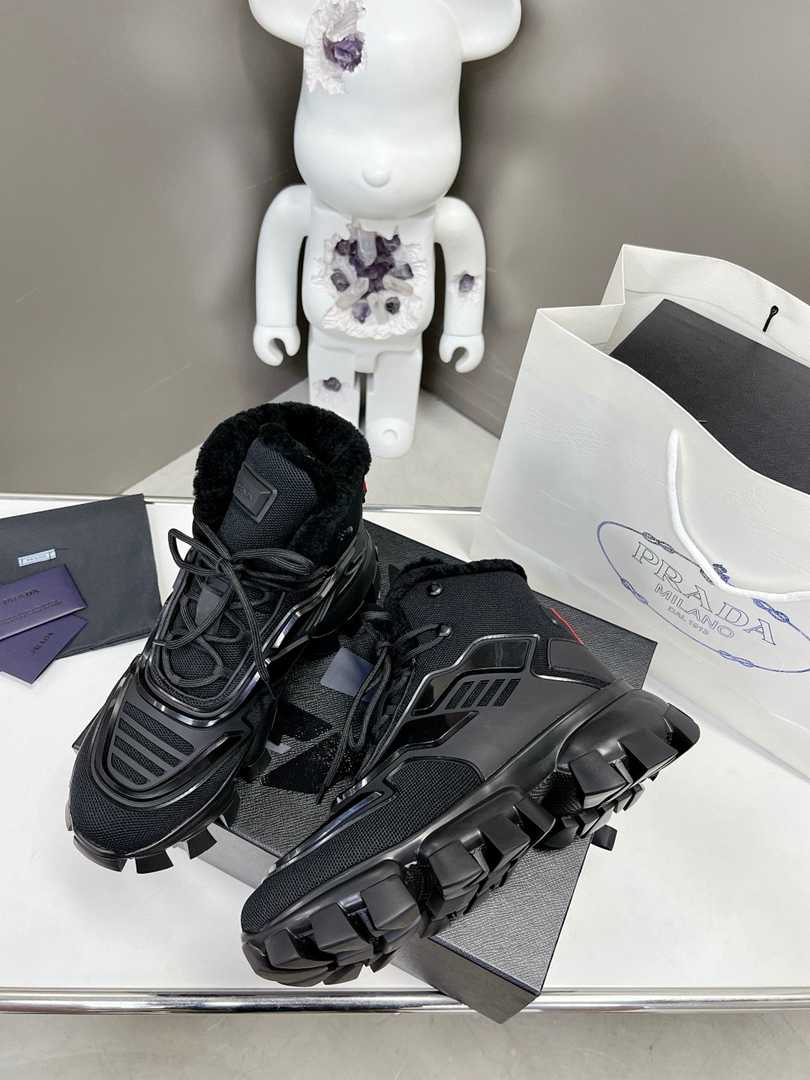 Prada Cloudbust Thunder High Top Sneakers Black