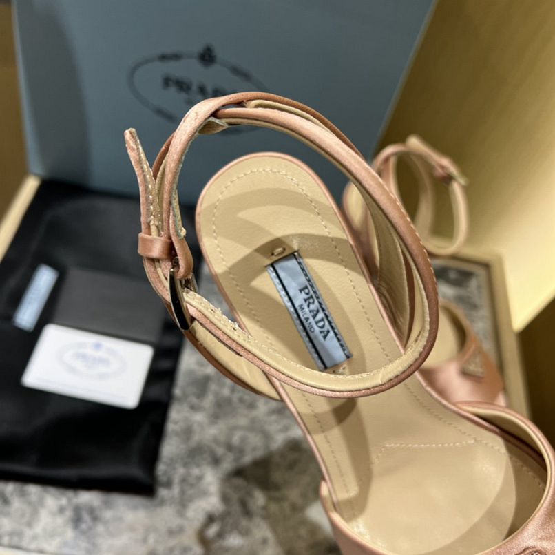 Prada High-Heeled Satin Beige Sandals