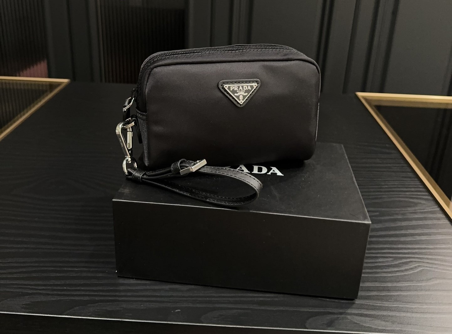 Prada Re Nylon Toiletry Bag Black 16Cm