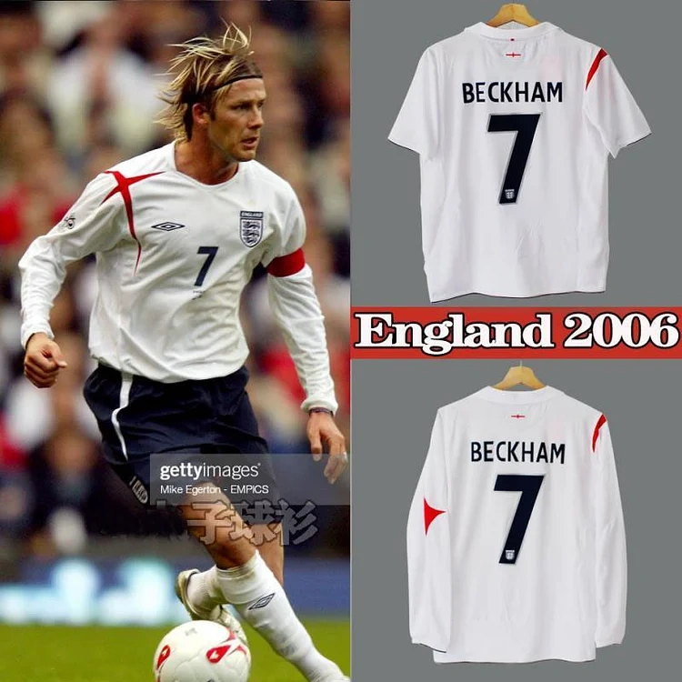 Retro 2006 England home OWEN #10 Hargreaves #16 Lampard #8 BECKHAM #7 Football jersey retro