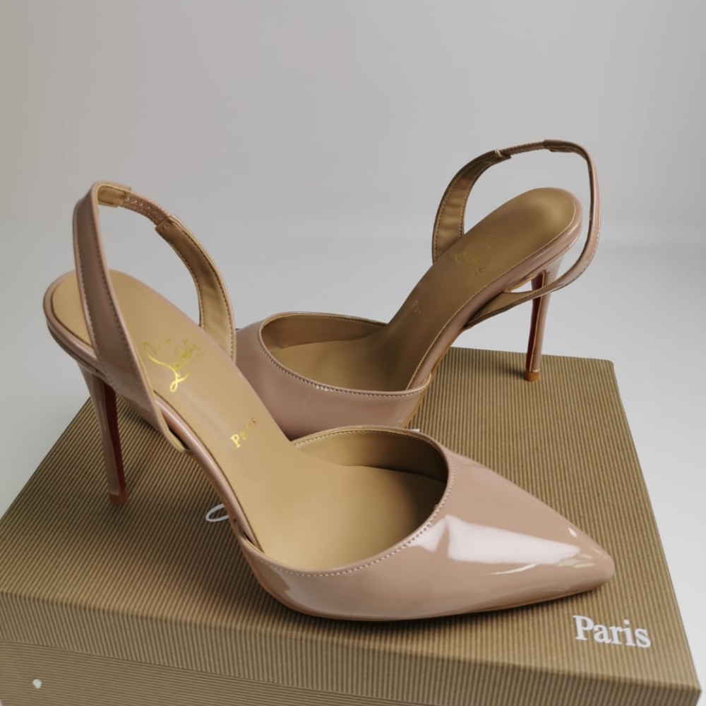 Christian Louboutin Apostropha Sling 80 Nappa Leather Beige 1240830N295