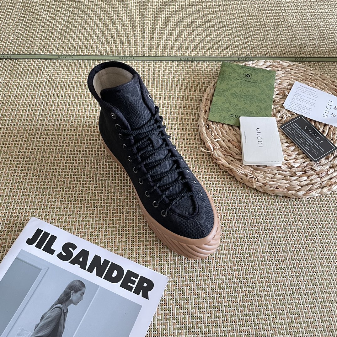 Gucci All Over Gg Logo High Top Sneakers Black
