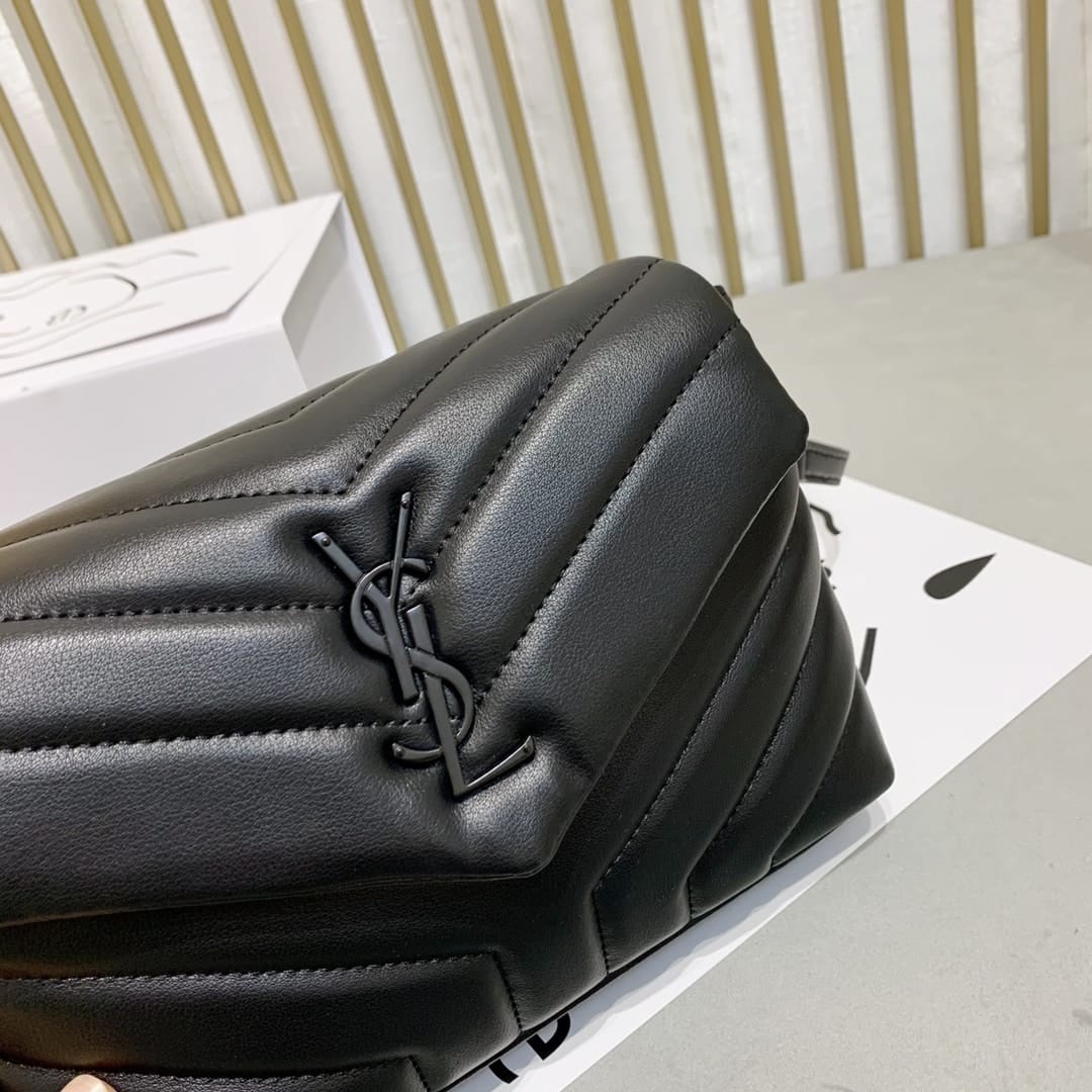 Saint Laurent Loulou Toy Strap Bag In Quilted Y Leather With Black Hardware