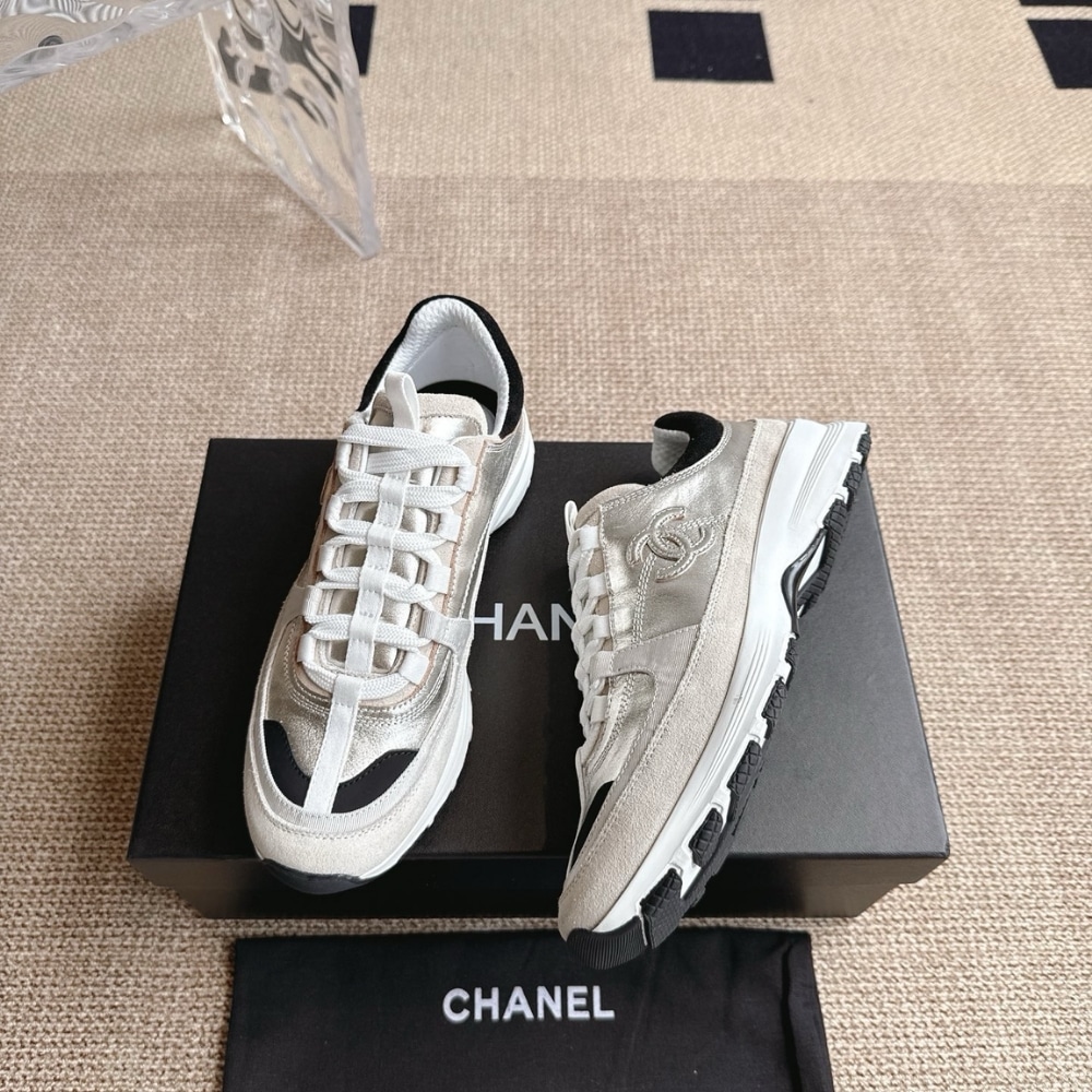 Chanel Sneaker Light Gold Light Gray And Black G46609 B21320 U2404