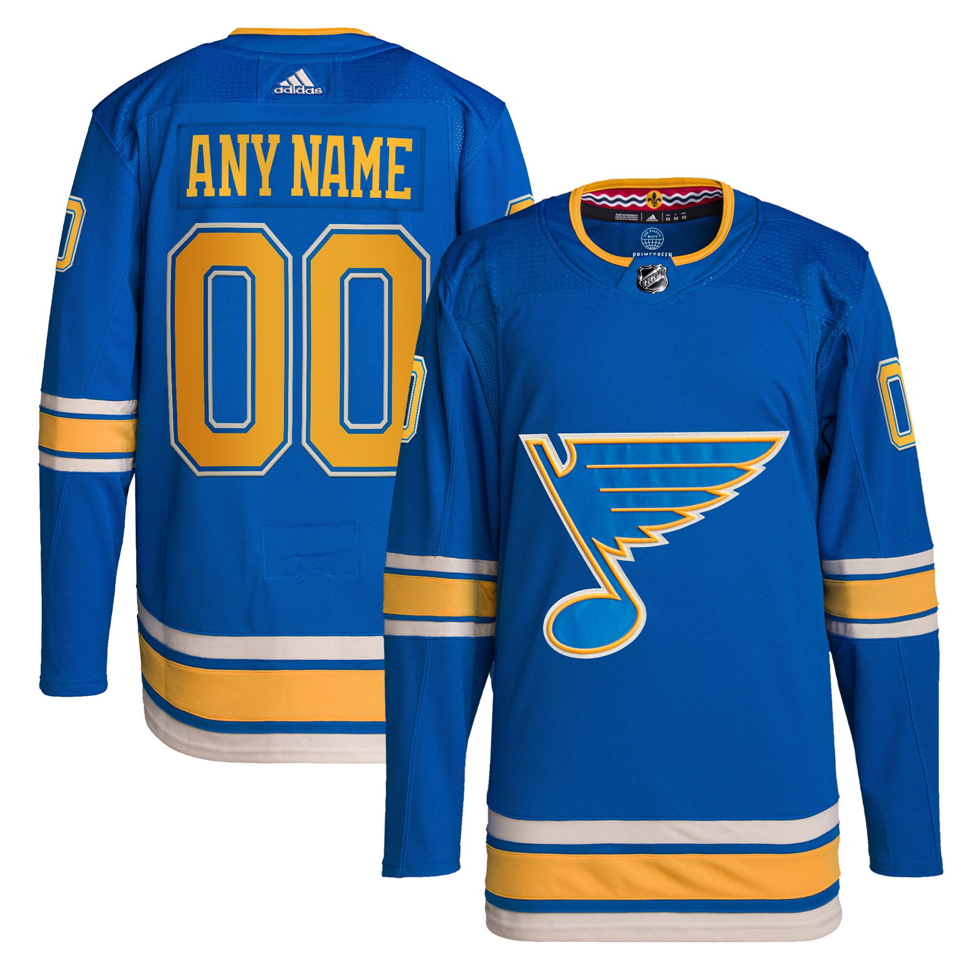 St. Louis Blues adidas  Alternate  Primegreen Authentic Custom Jersey – Blue