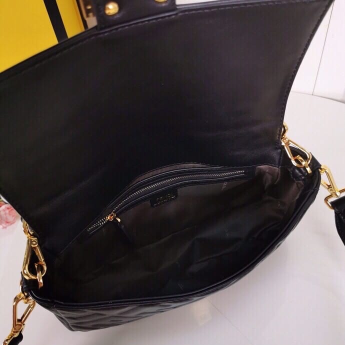 Fendi Baguette Leather Black Nappa Bag 27Cm