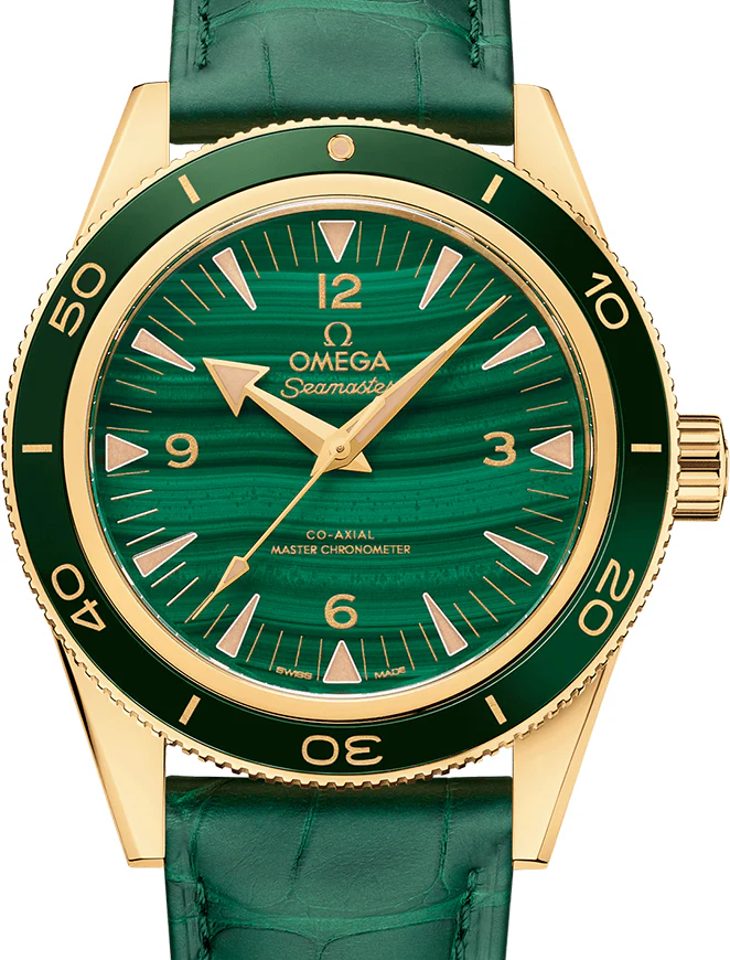 Omega Seamaster 300 41mm Green Dial 18k Yellow Gold Strap 234.63.41.21.99.001