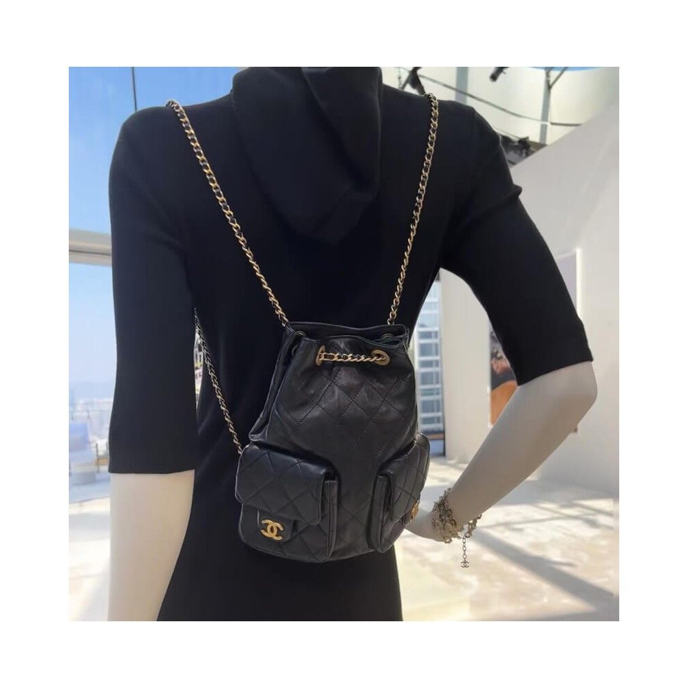 Chanel Lambskin Backpack Black