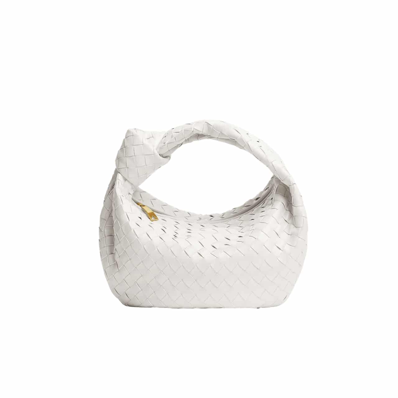 Bottega Veneta Jodie Leather Handle Bag White 27Cm