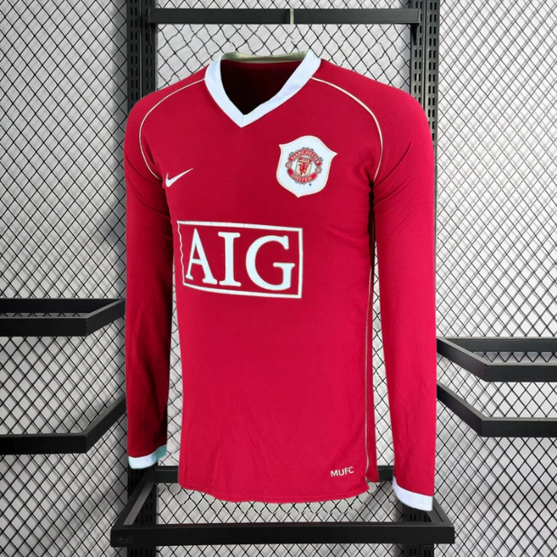 Retro player 2006-07 Manchester United home long sleeved Football jersey retro