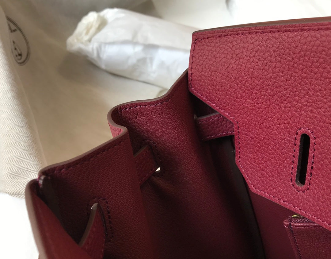 Hermes Birkin 35Cm Burgundy Togo Leather Gold Hardware