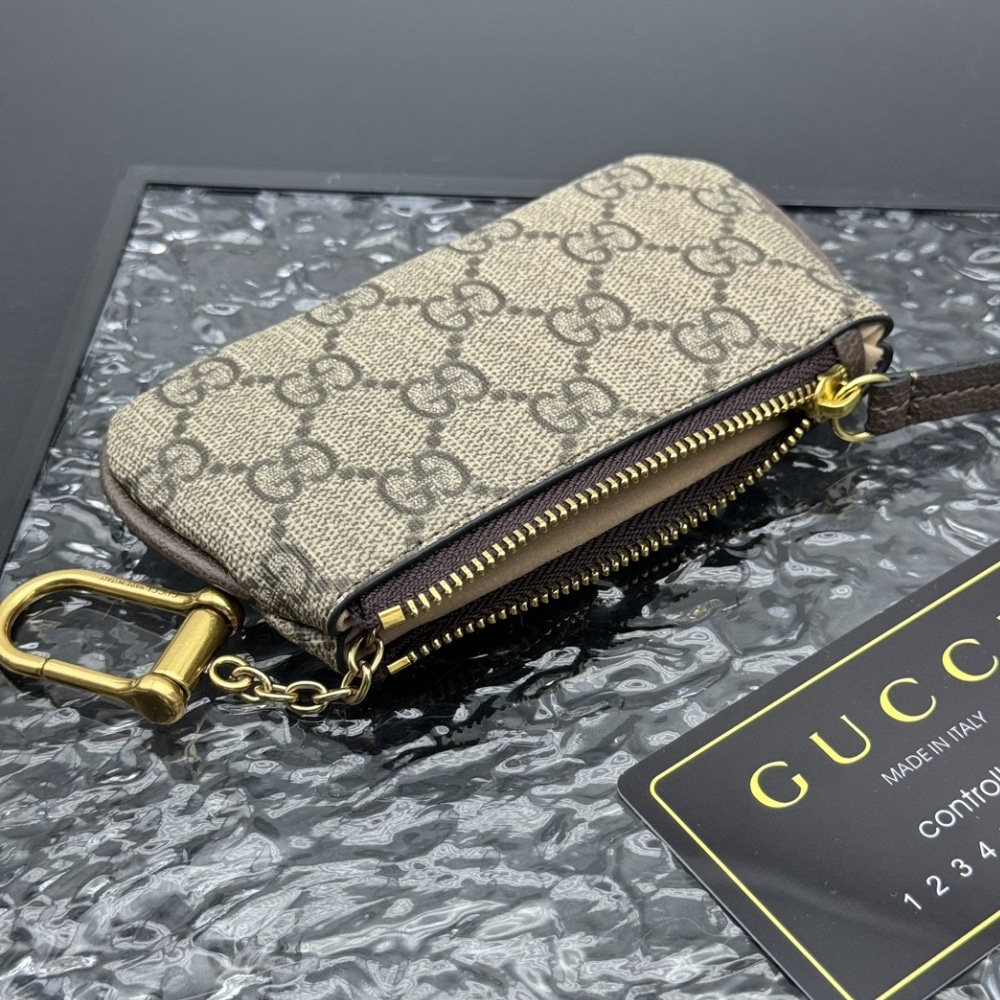 Gucci Gg Supreme Canvas Wallet Ophidia Key Case Beige And Ebony 12.5cm