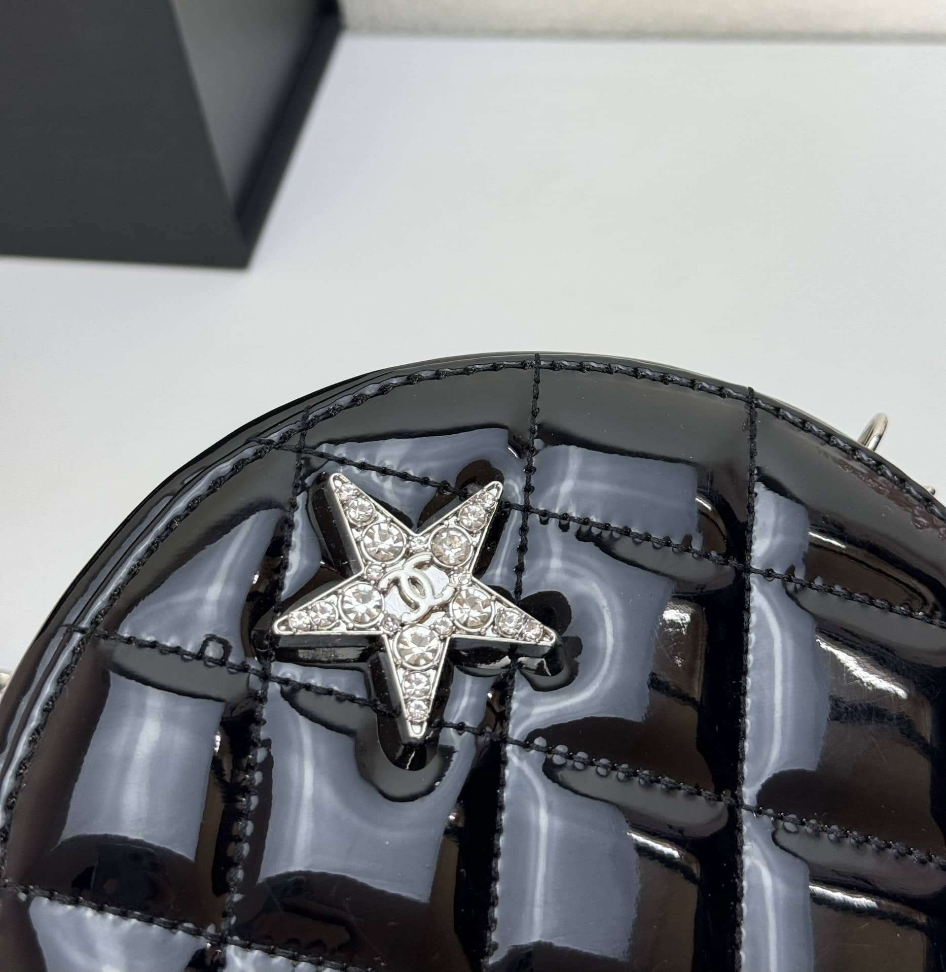 Chanel Round With Charm And Star Coin Purse Black 15Cm