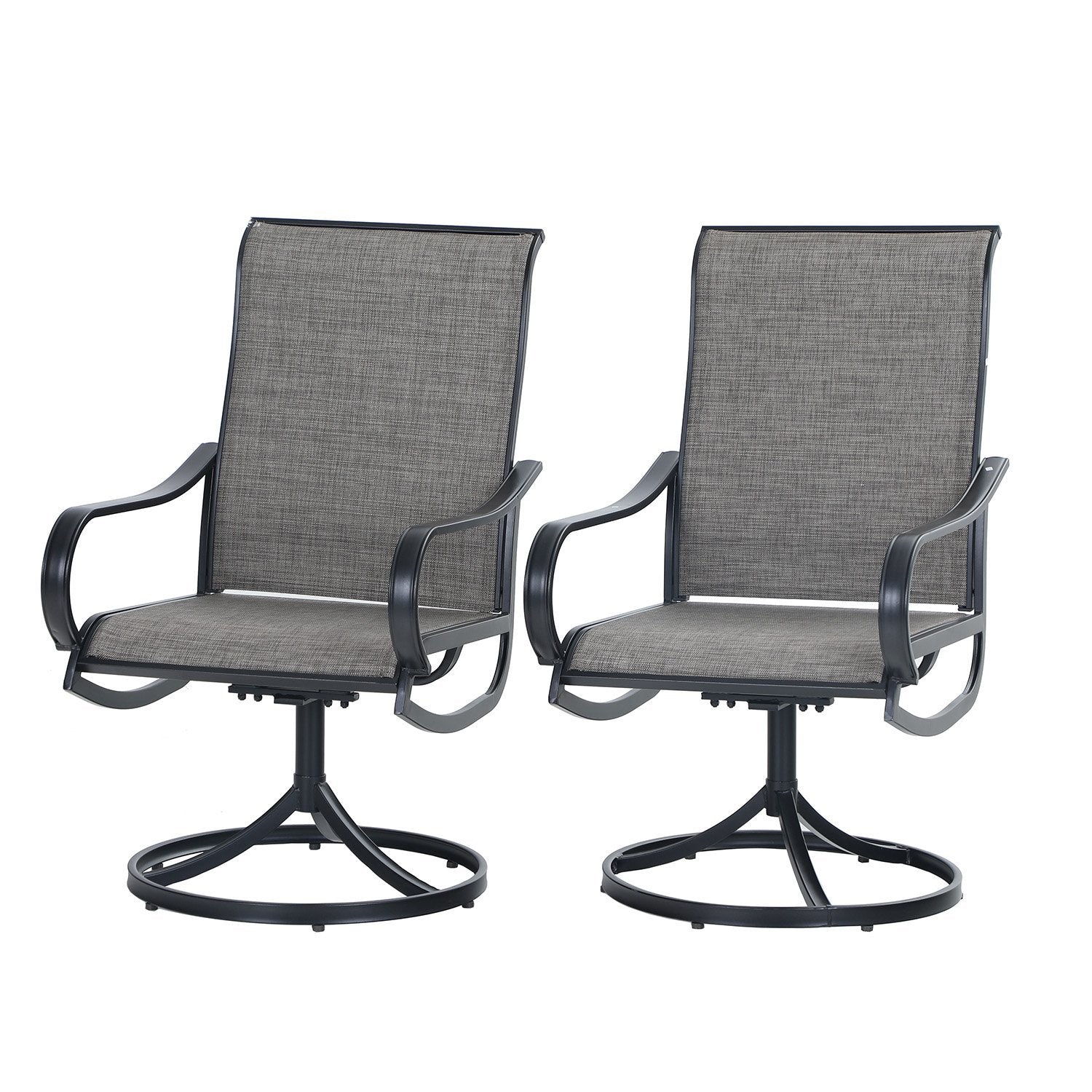 Outdoor Textilene Swivel Chairs with Black Frame 2-Piece Set