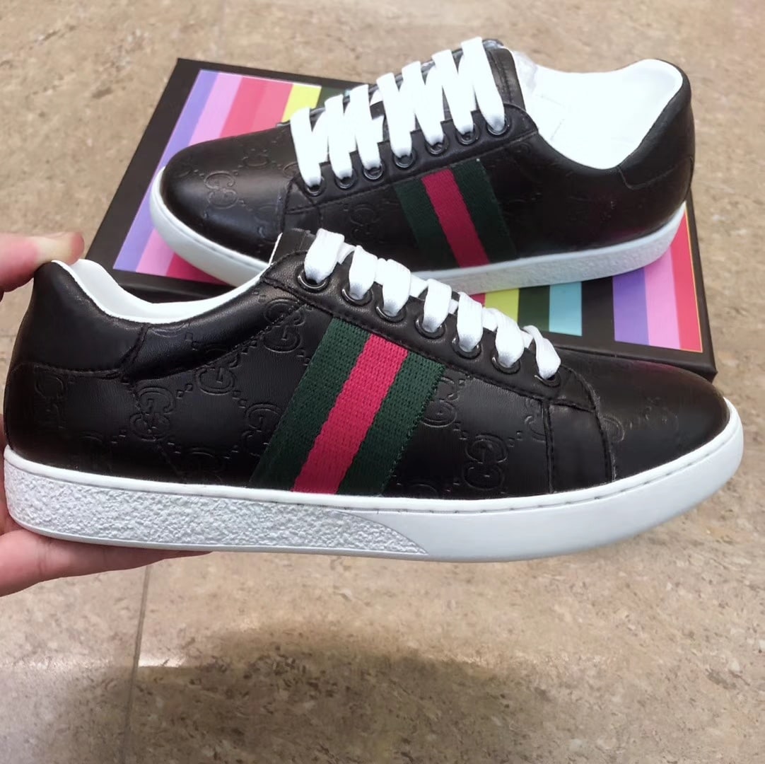 Gucci Ace Black Logo Sneaker 386750 Cwcg0 1070