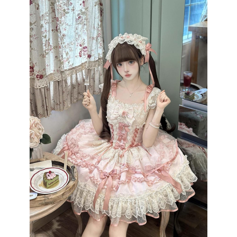 Lolita Dress Teens Pink Cute Summer Sleeveless