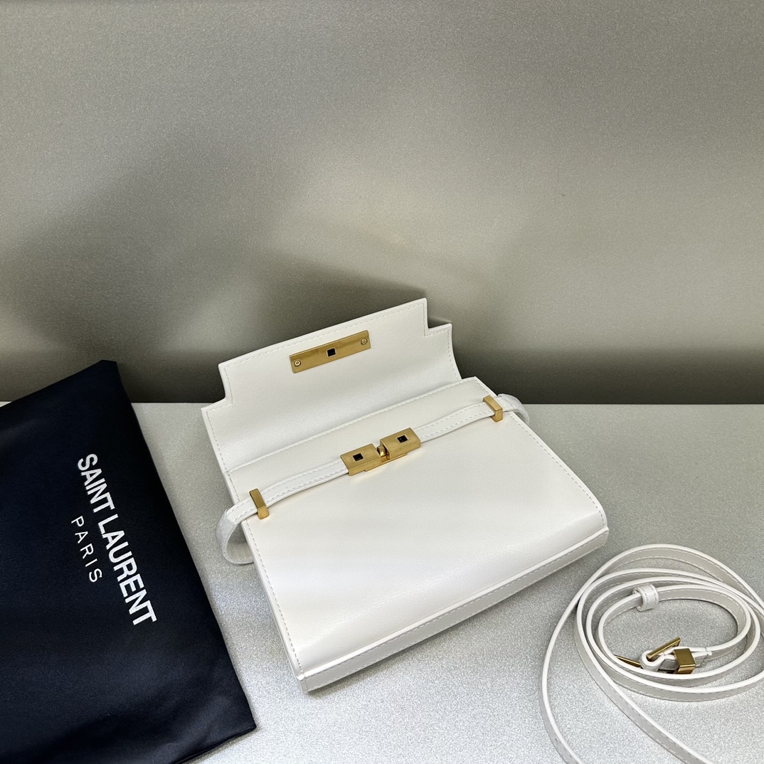 Saint Laurent Manhattan Small Shoulder Bag In Box Saint Laurent Leather White 19Cm